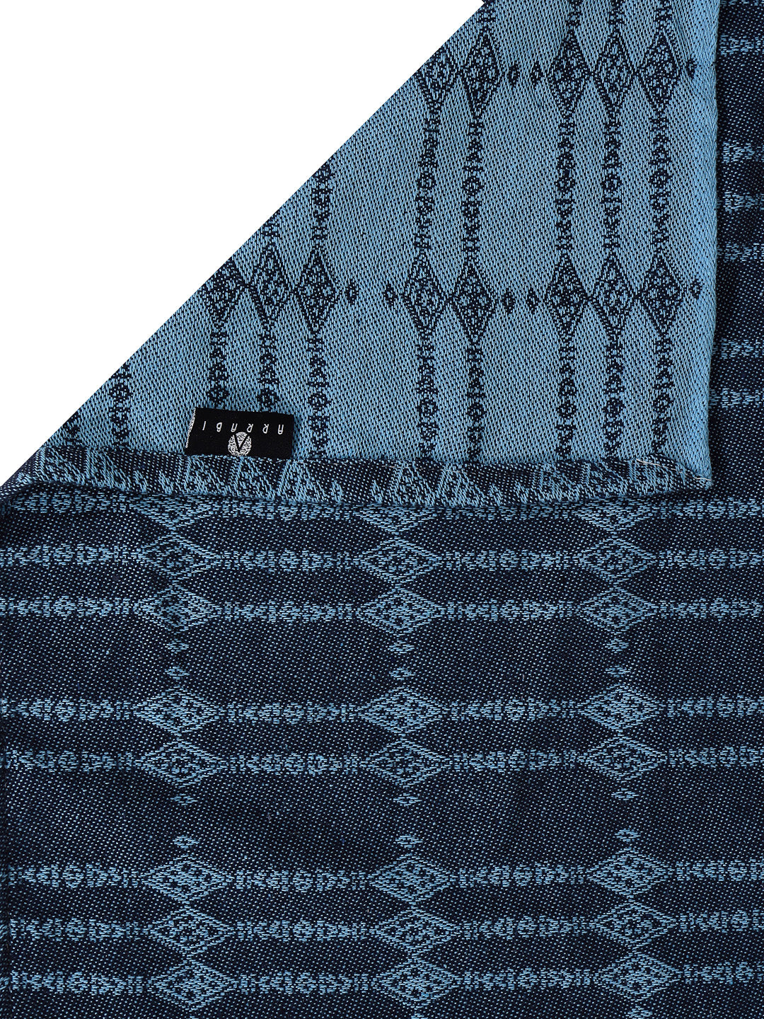 Arrabi Blue Geometric Handwoven Cotton King Size Bedsheet with 2 Pillow Covers (260 x 230 cm)