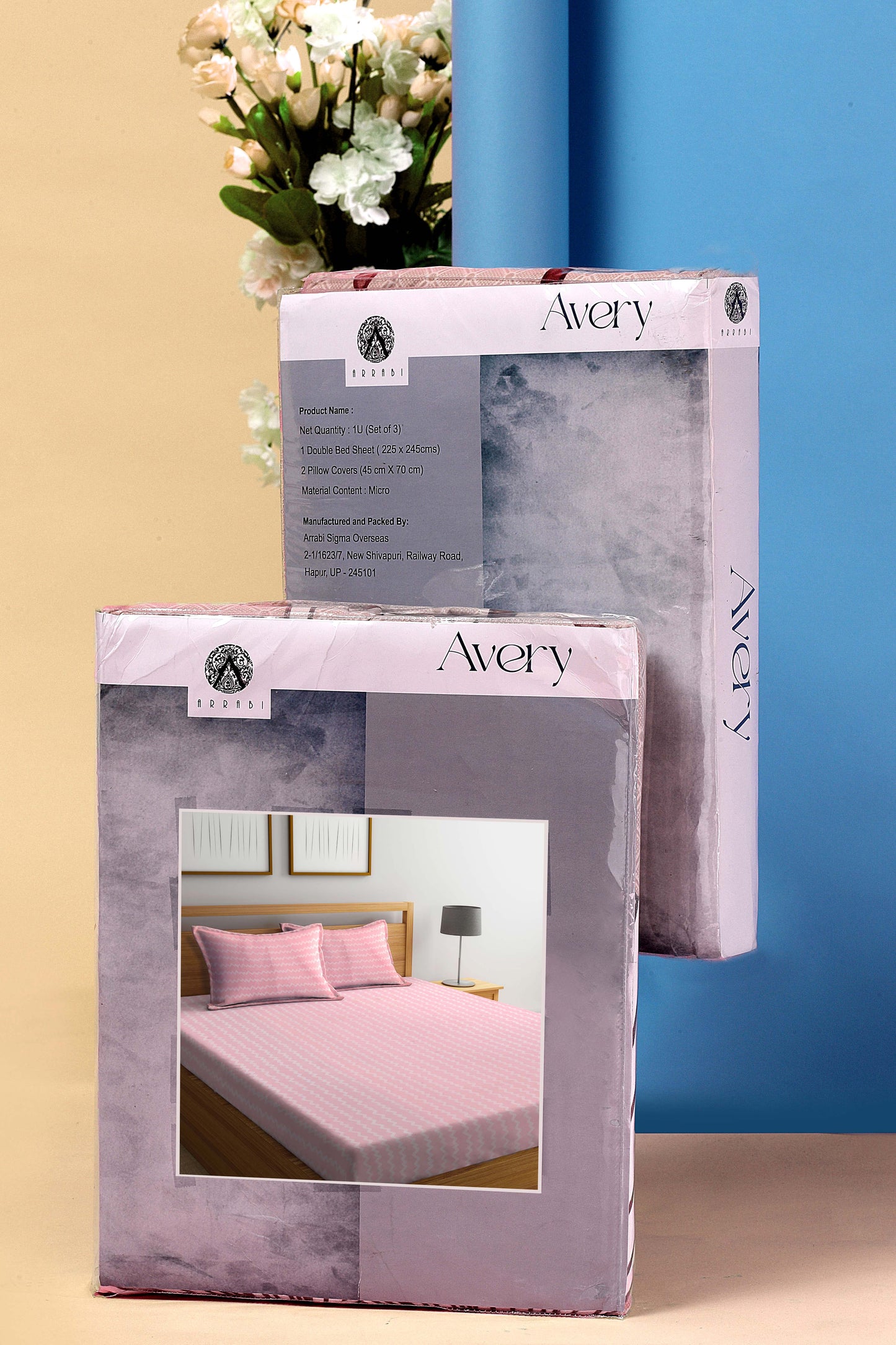 Arrabi Pink Stripes TC Cotton Blend King Size Bookfold Bedsheet with 2 Pillow Covers (250 X 215 cm)
