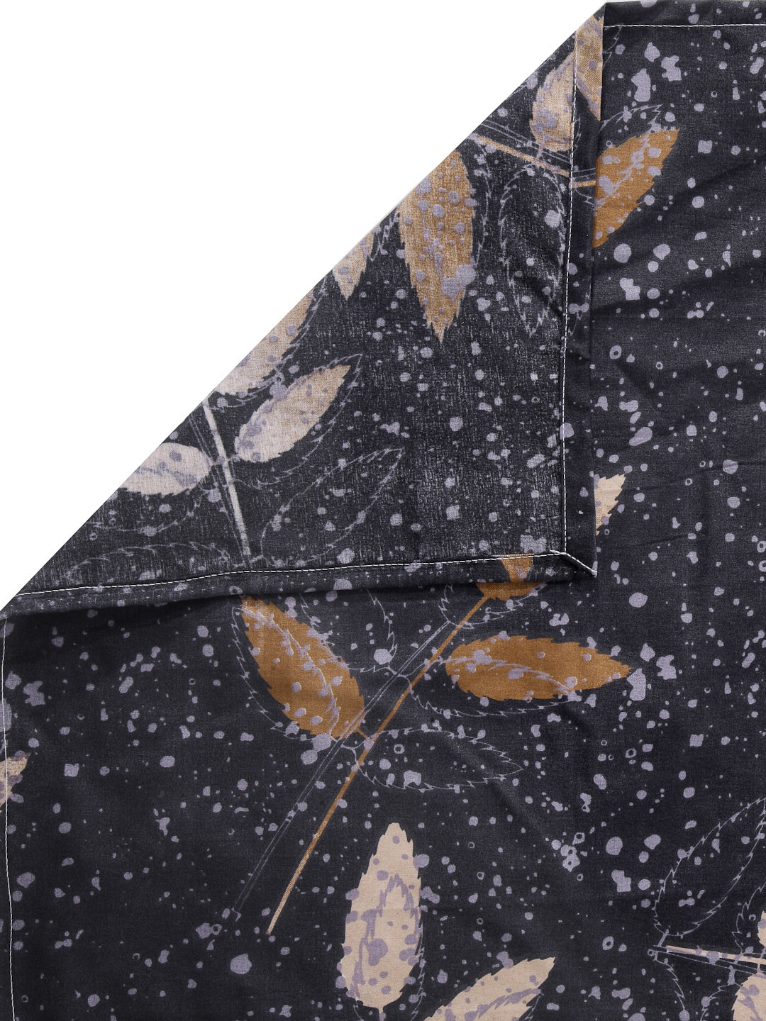 Arrabi Black Leaf TC Cotton Blend King Size Bedsheet with 2 Pillow Cover (250 x 225 cm)