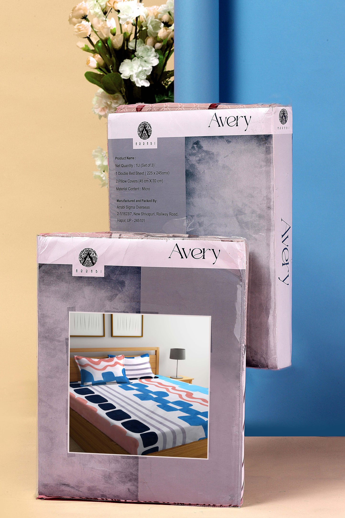 Arrabi Multi Graphic TC Cotton Blend King Size Bookfold Bedsheet with 2 Pillow Covers (250 X 215 cm)