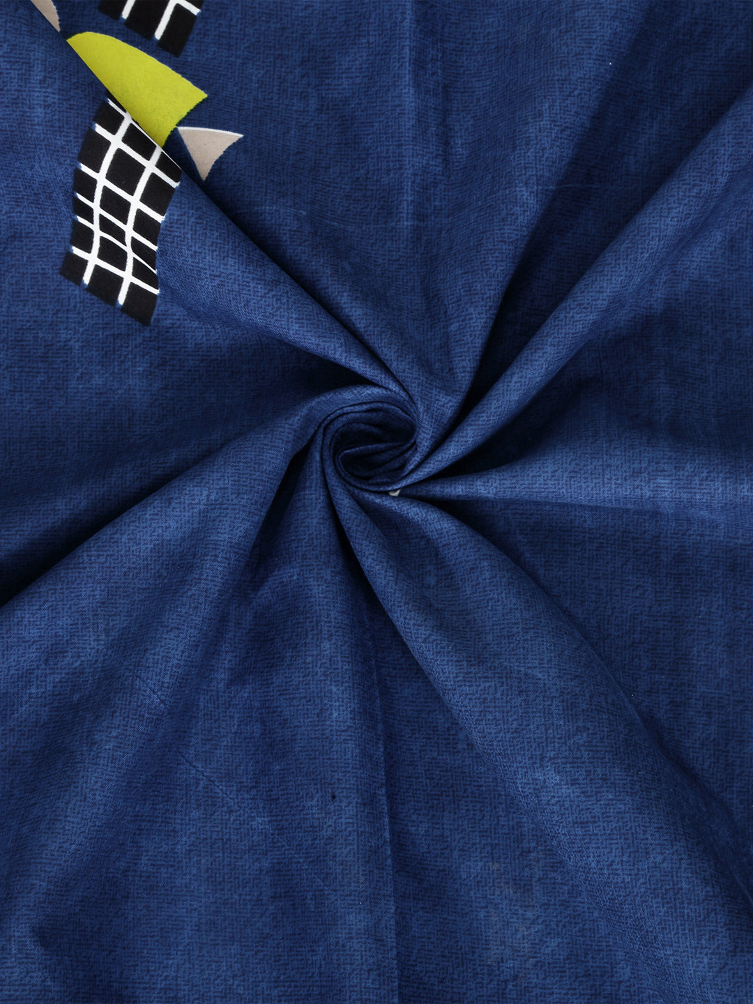 Arrabi Blue Graphic TC Cotton Blend Single Size Fitted Bedsheet with 1 Pillow Cover (220 X 150 cm)