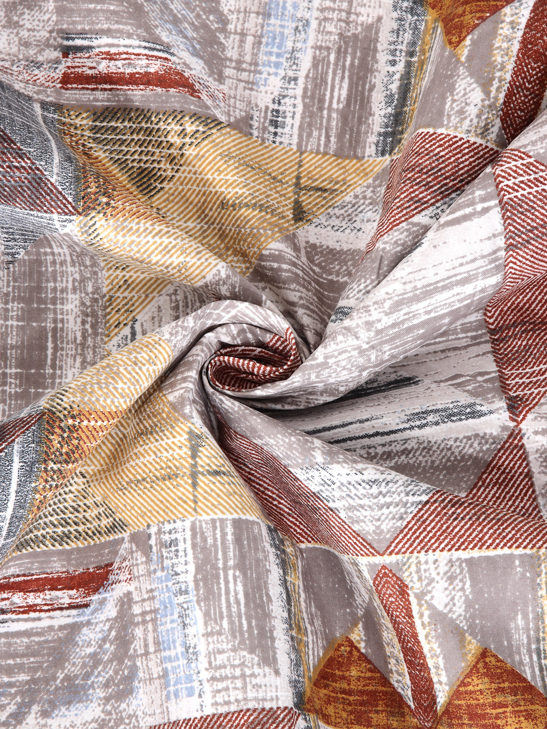 Arrabi Multi Geometric TC Cotton Blend Single Size Fitted Bedsheet with 1 Pillow Cover (220 X 150 cm)