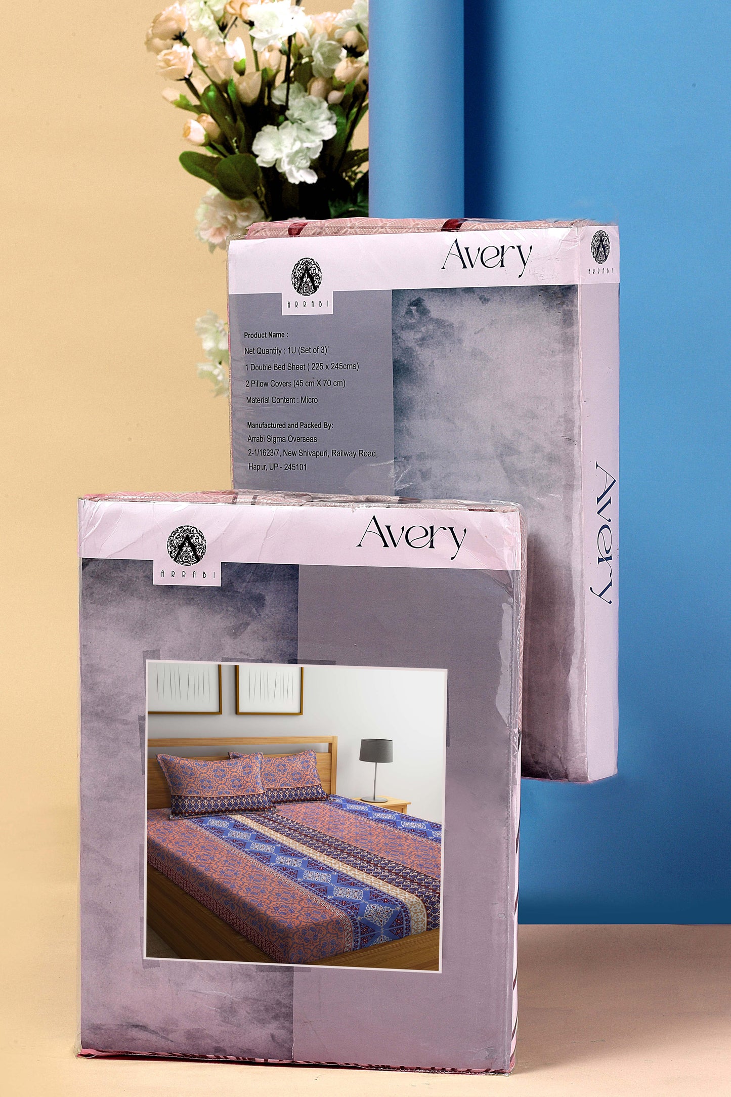 Arrabi Multi Indian TC Cotton Blend King Size Bookfold Bedsheet with 2 Pillow Covers (250 X 215 cm)