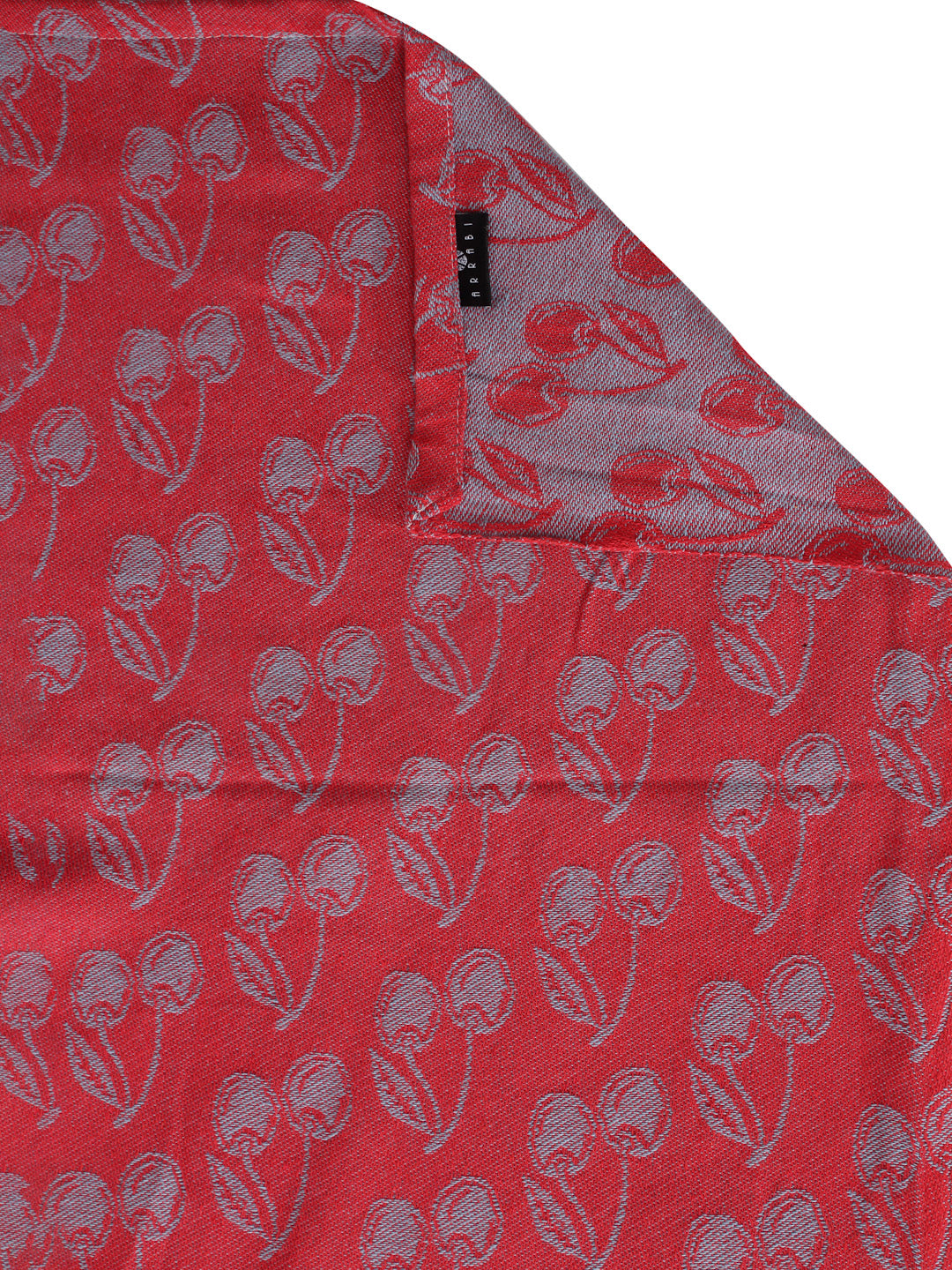 Arrabi Red Leaf Handwoven Cotton Single Size Bedsheet with 1 Pillow Cover (215 x 150 cm)