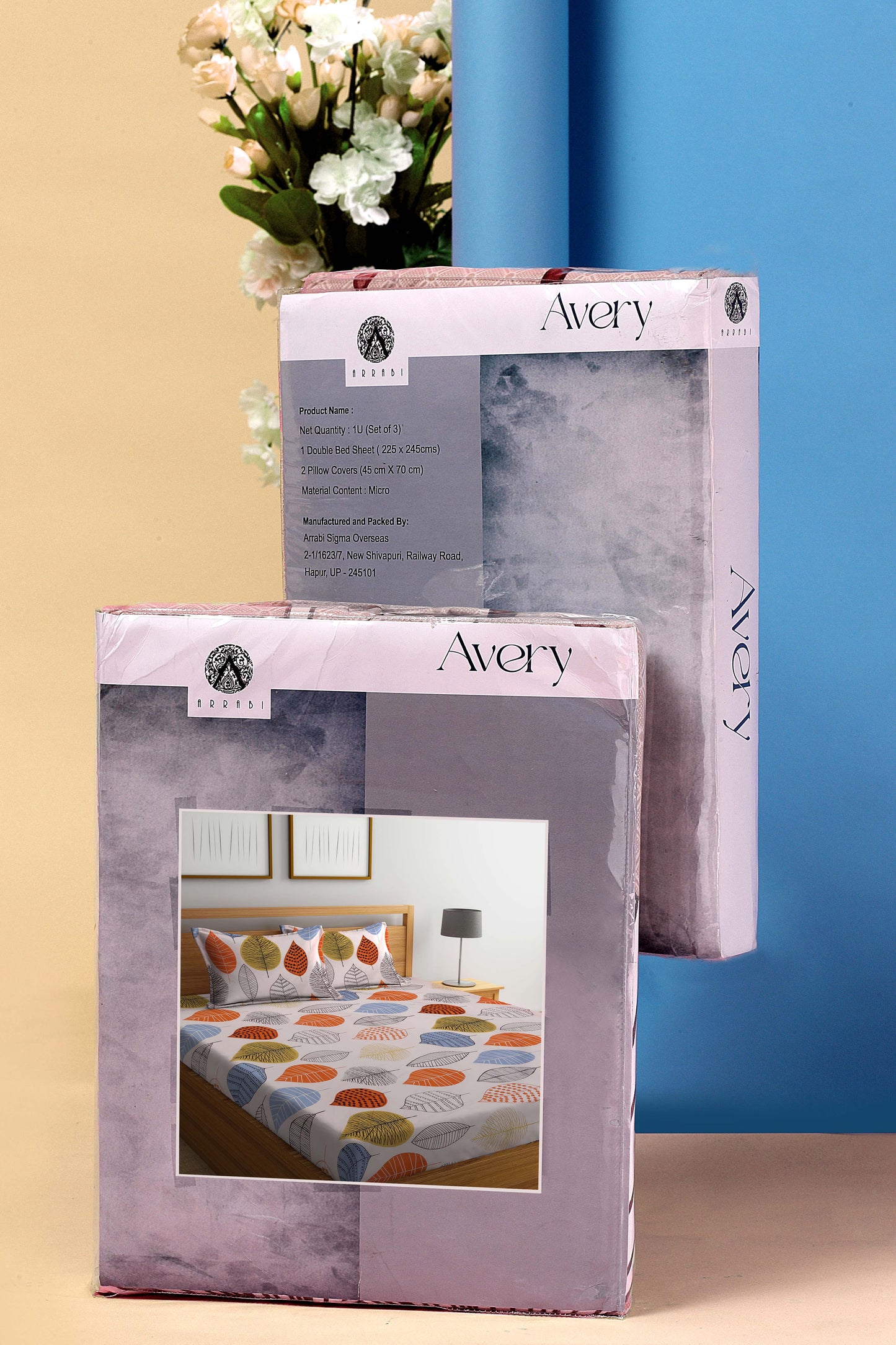 Arrabi Peach Leaf TC Cotton Blend King Size Bookfold Bedsheet with 2 Pillow Covers (250 X 215 cm)