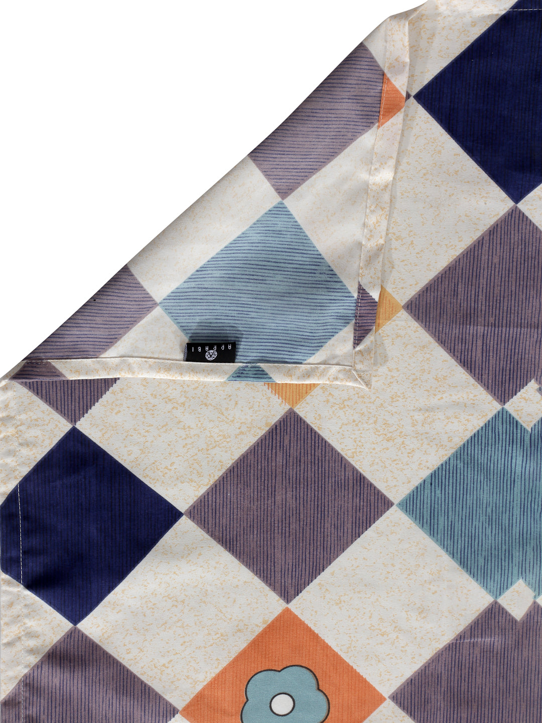 Arrabi Multi Geometric TC Cotton Blend Single Size Bedsheet with 1 Pillow Cover (215 x 150 cm)