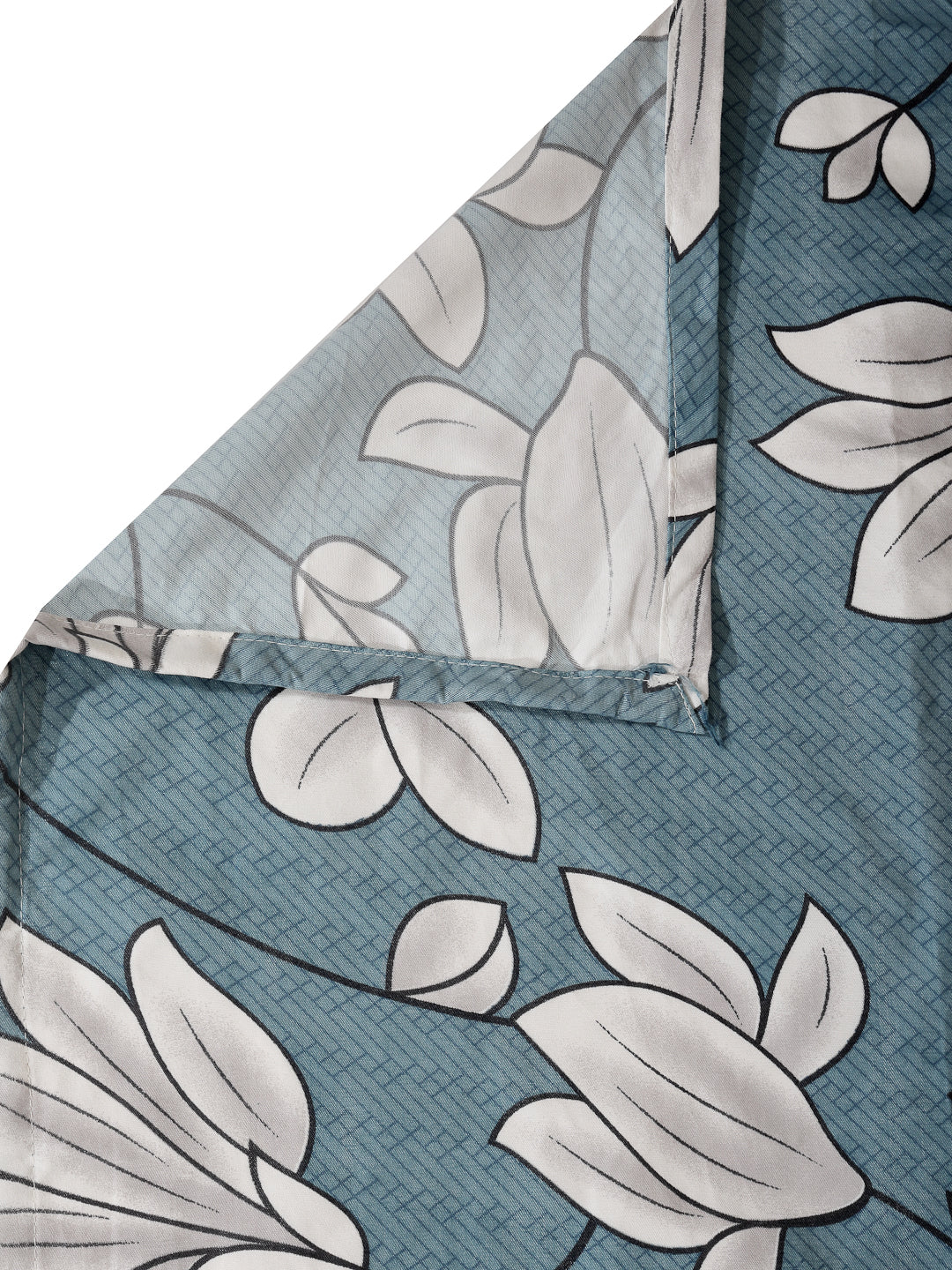 Arrabi Blue Floral TC Cotton Blend Super King Size Bedsheet with 2 Pillow Covers (270 x 260 cm)