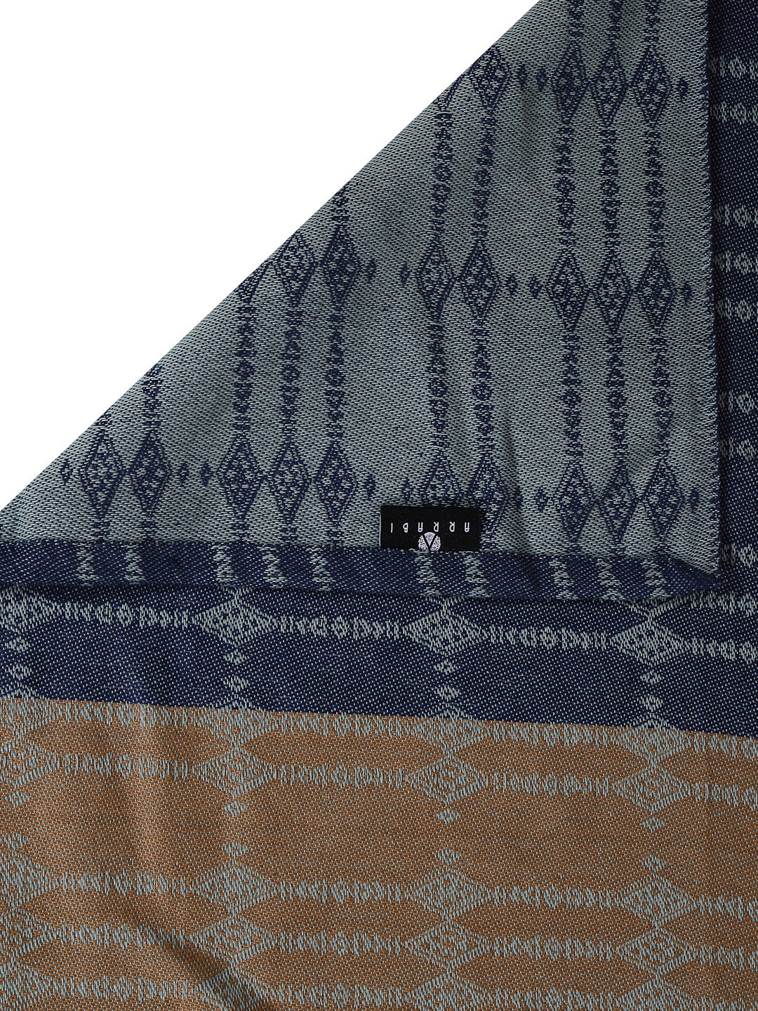 Arrabi Blue Geometric Handwoven Cotton King Size Bedsheet with 2 Pillow Covers (260 x 230 cm)