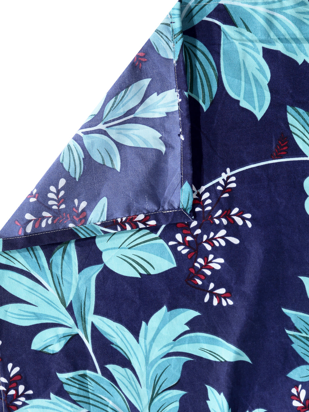 Arrabi Blue Leaf TC Cotton Blend King Size Bookfold Bedsheet with 2 Pillow Covers (250 X 220 cm)