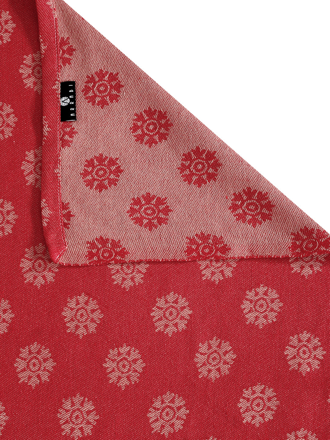 Arrabi Red Floral 100% Handwoven Cotton Super King Size Bedsheet with 2 Pillow Covers (270 x 260 cm)