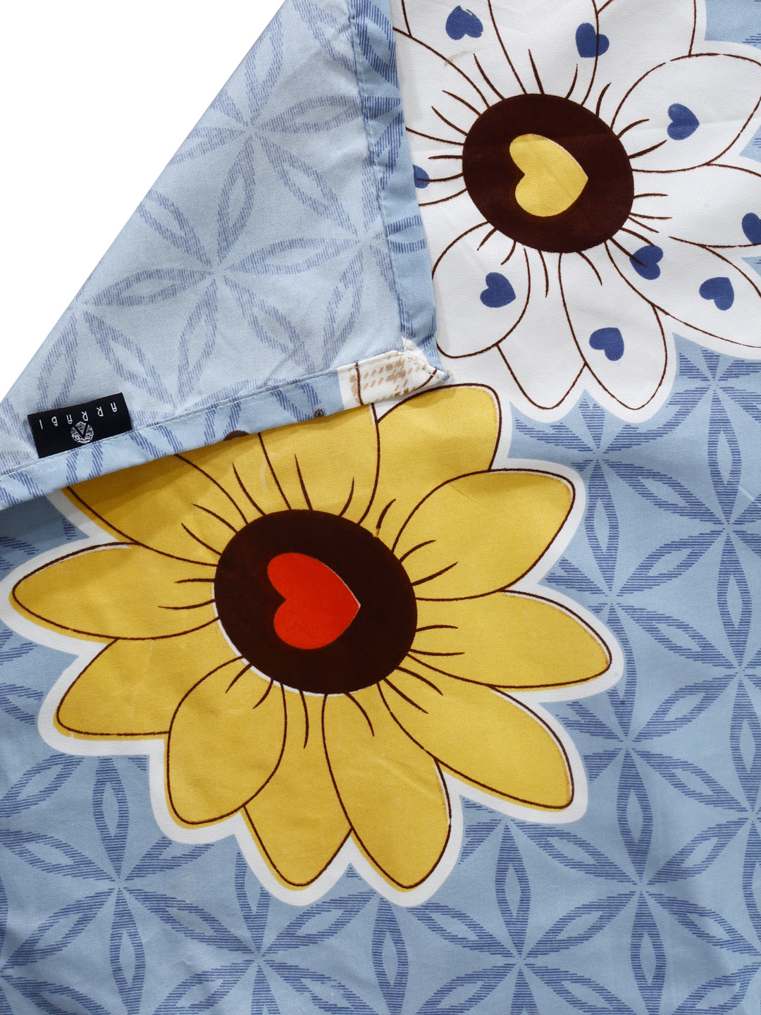Arrabi Grey Floral TC Cotton Blend Single Size Bedsheet with 1 Pillow Cover (215 X 150 cm)