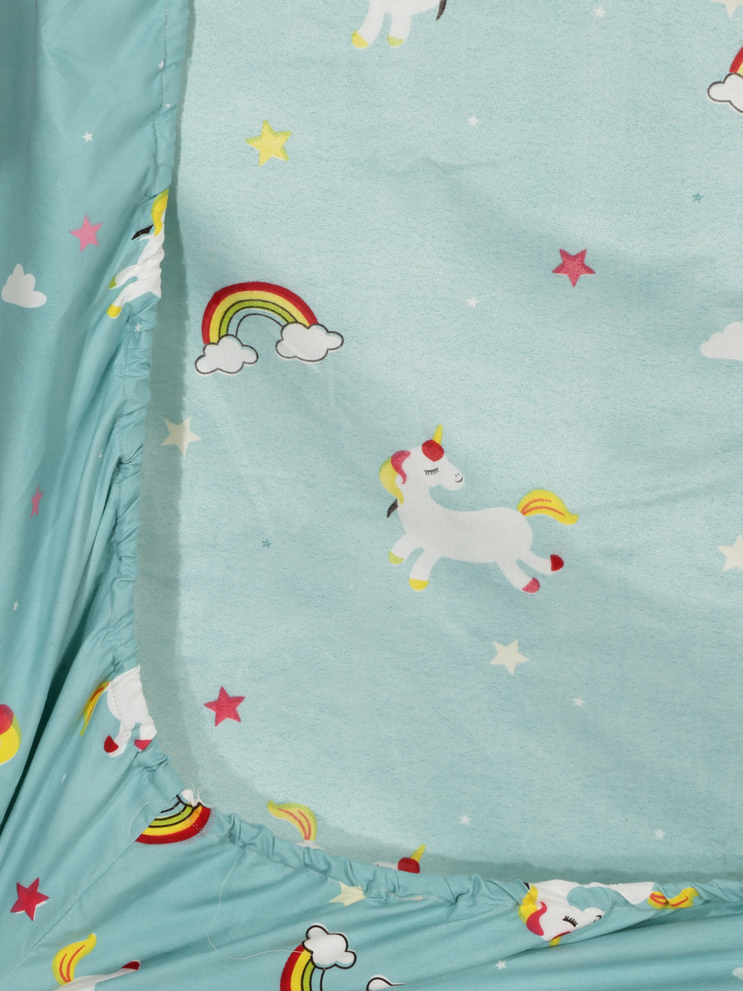 Arrabi Multi Kid's Cartoon TC Cotton Blend King Size Fitted Bedsheet with 2 Pillow Covers (250 X 215 Cm)