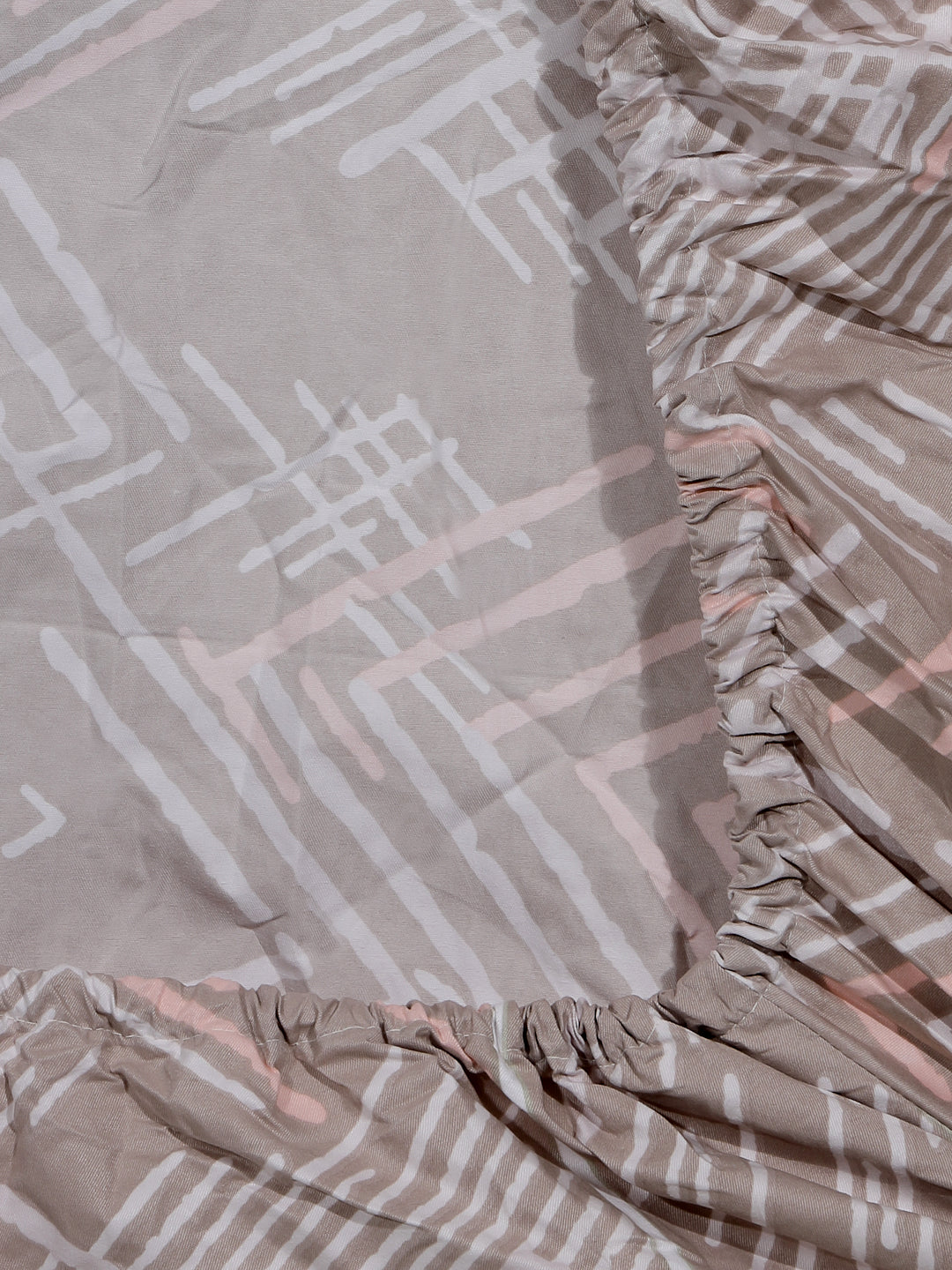 Arrabi Multi Stripes TC Cotton Blend Super King Size Fitted Bedsheet with 2 Pillow Covers (270 X 260 Cm)