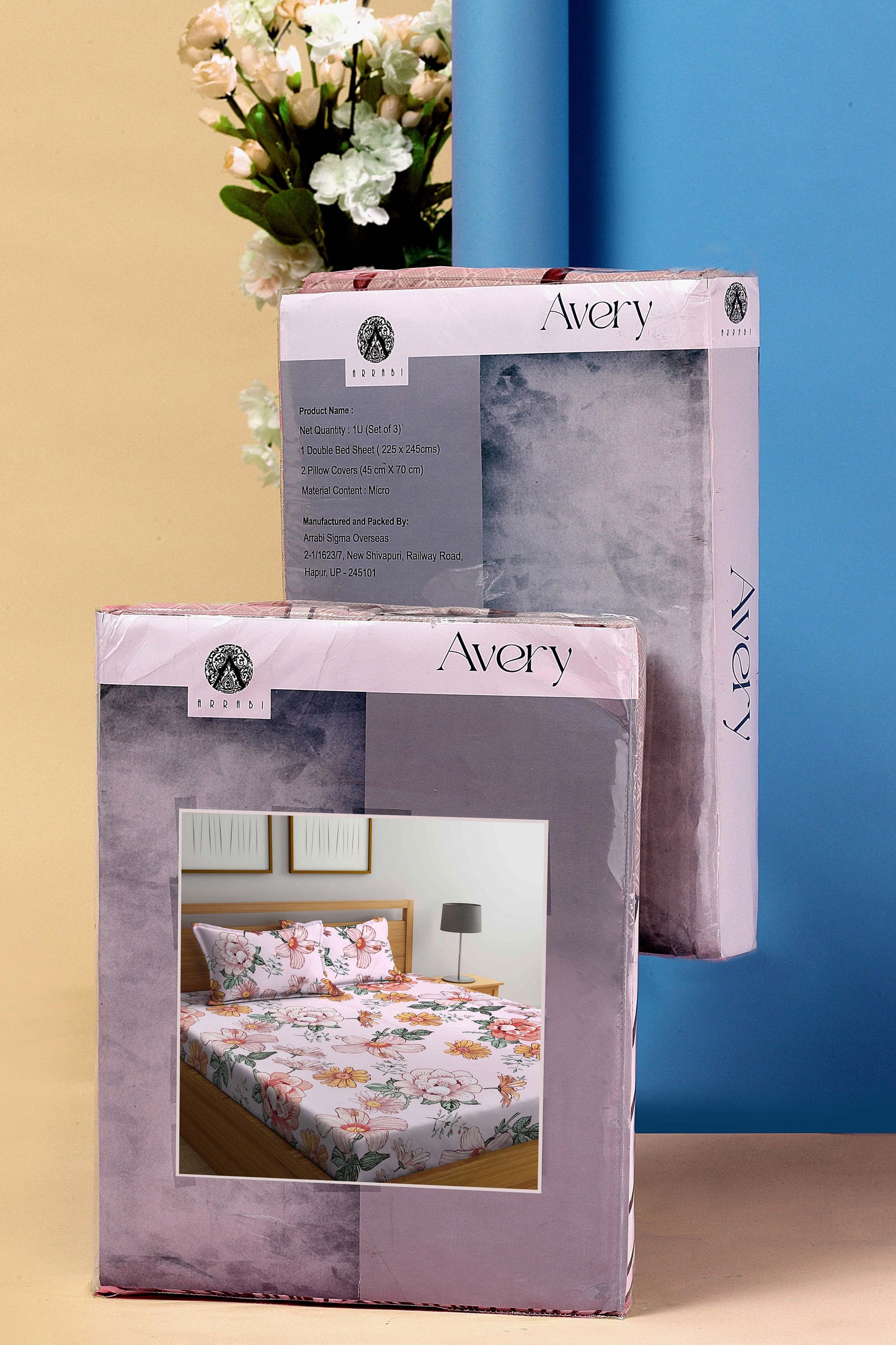 Arrabi Pink Floral TC Cotton Blend King Size Bookfold Bedsheet with 2 Pillow Covers (250 X 215 cm)