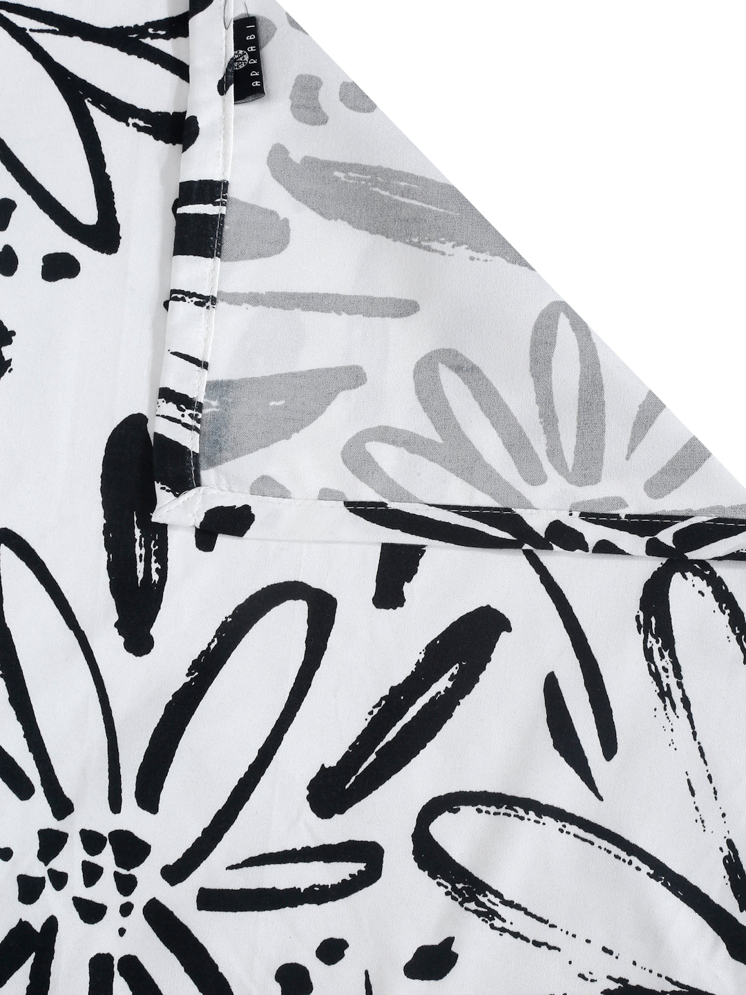 Arrabi White Floral TC Cotton Blend Super King Size Bedsheet with 2 Pillow Covers (270 x 260 cm)