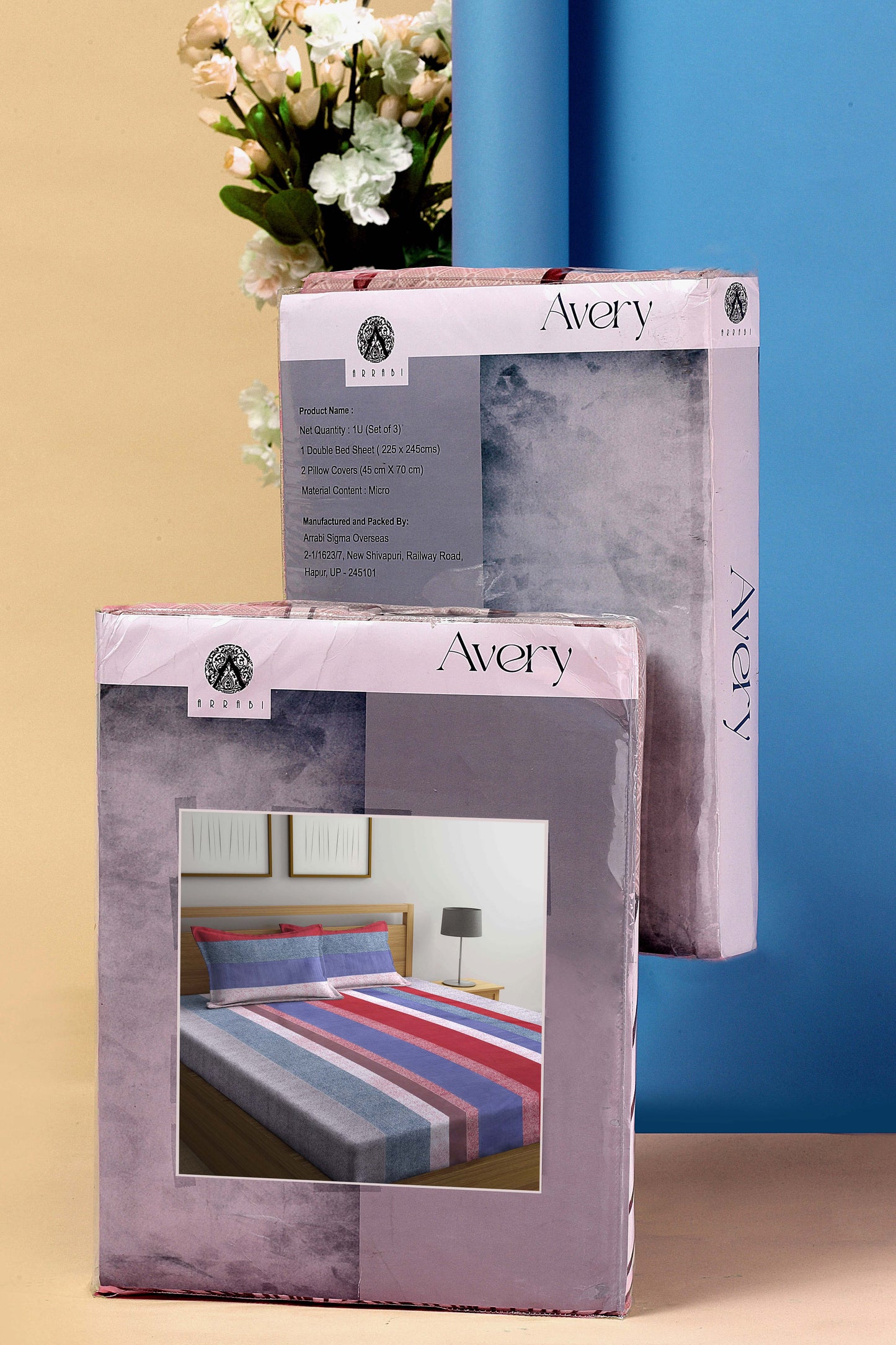 Arrabi Multi Stripes TC Cotton Blend King Size Bookfold Bedsheet with 2 Pillow Covers (250 X 220 cm)