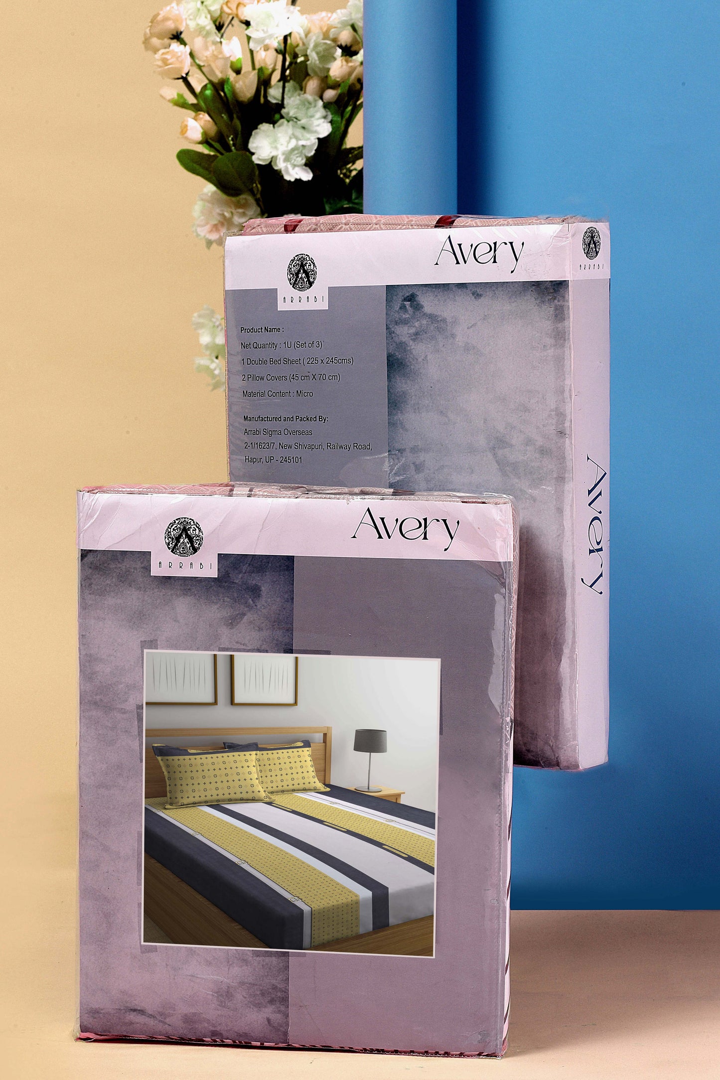 Arrabi Multi Stripes TC Cotton Blend Super King Size Bookfold Bedsheet with 2 Pillow Covers (270 X 260 cm)