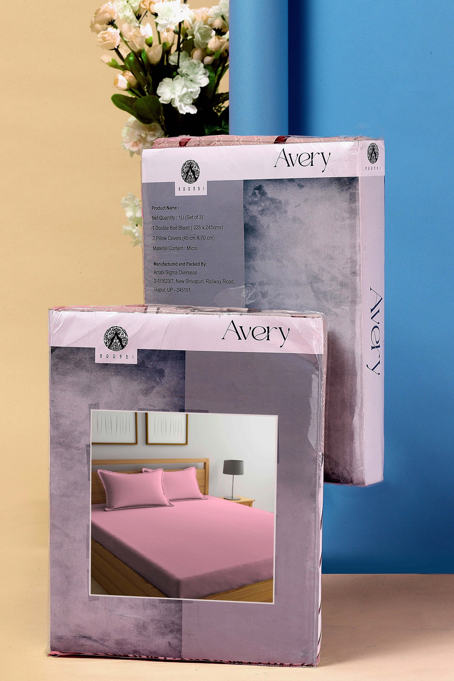 Arrabi Pink Stripes TC Cotton Blend King Size Bookfold Bedsheet with 2 Pillow Covers (250 X 220 cm)