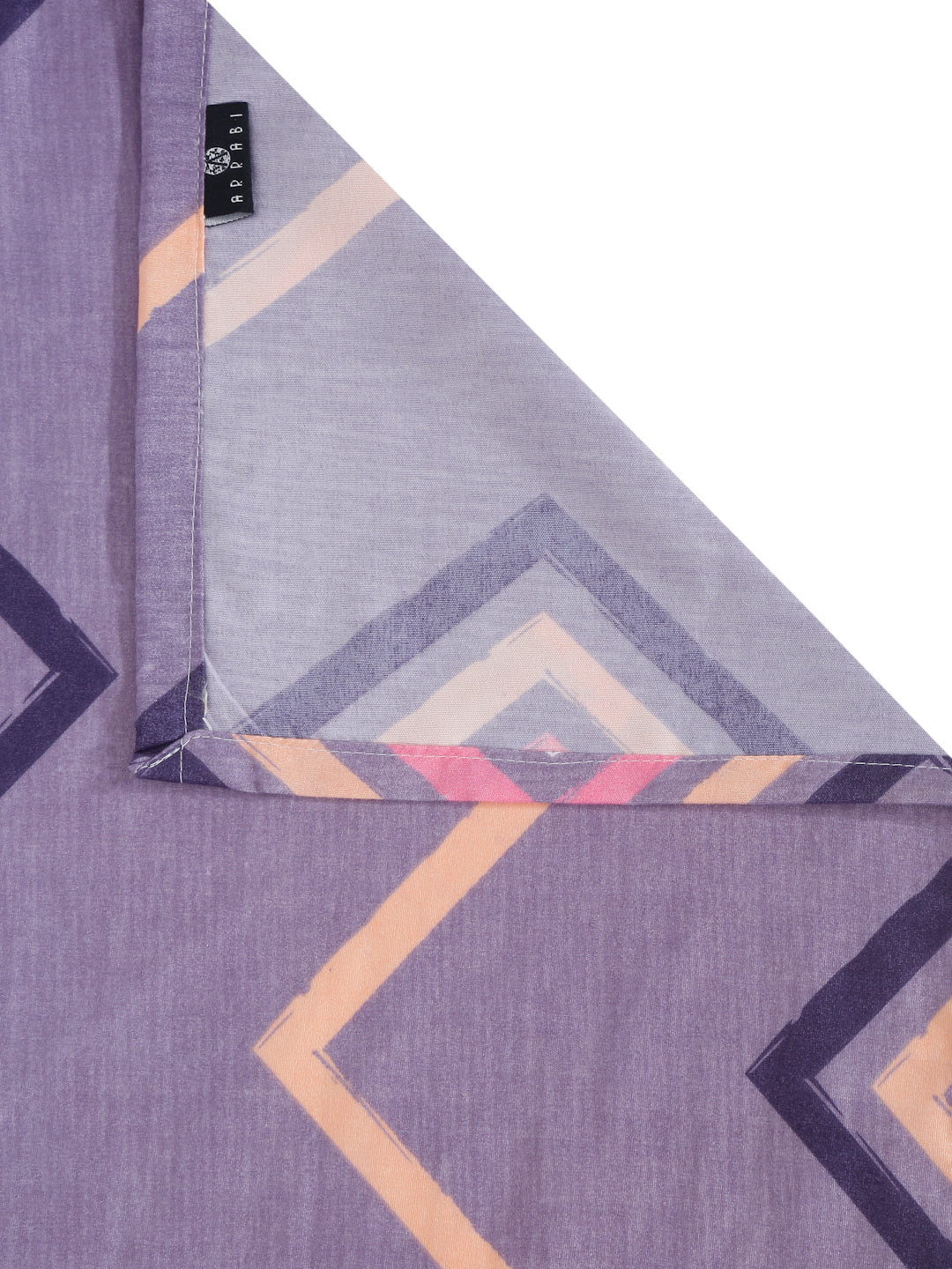 Arrabi Purple Geometric TC Cotton Blend King Size Bedsheet with 2 Pillow Covers (250 x 215 cm)
