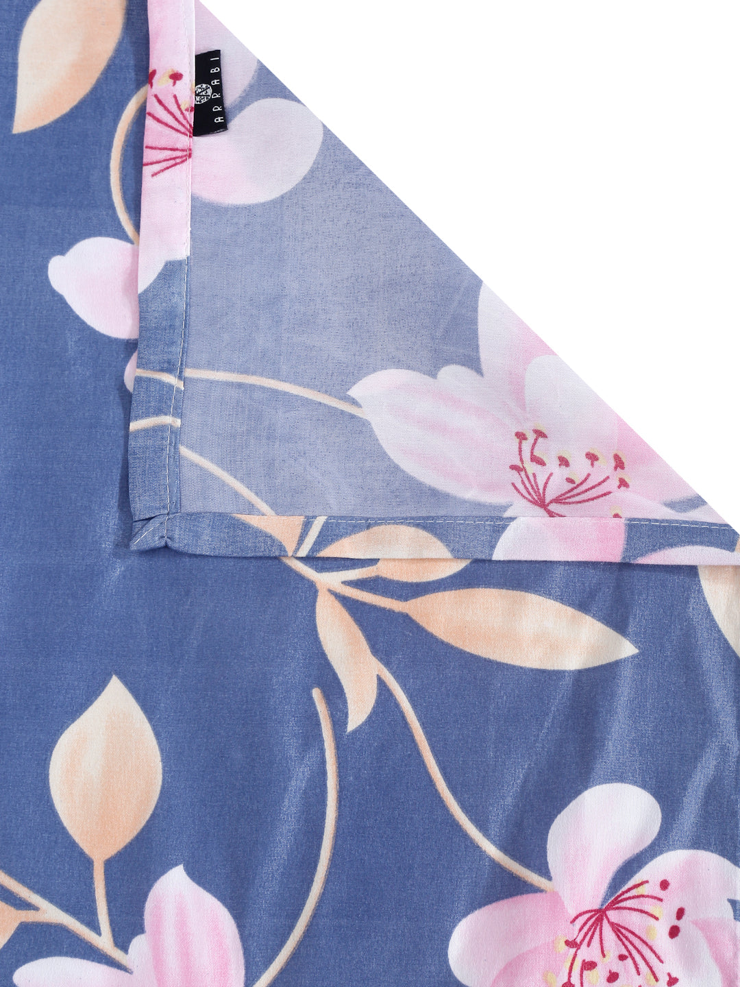 Arrabi Blue Floral TC Cotton Blend King Size Bedsheet with 2 Pillow Covers (250 x 215 cm)