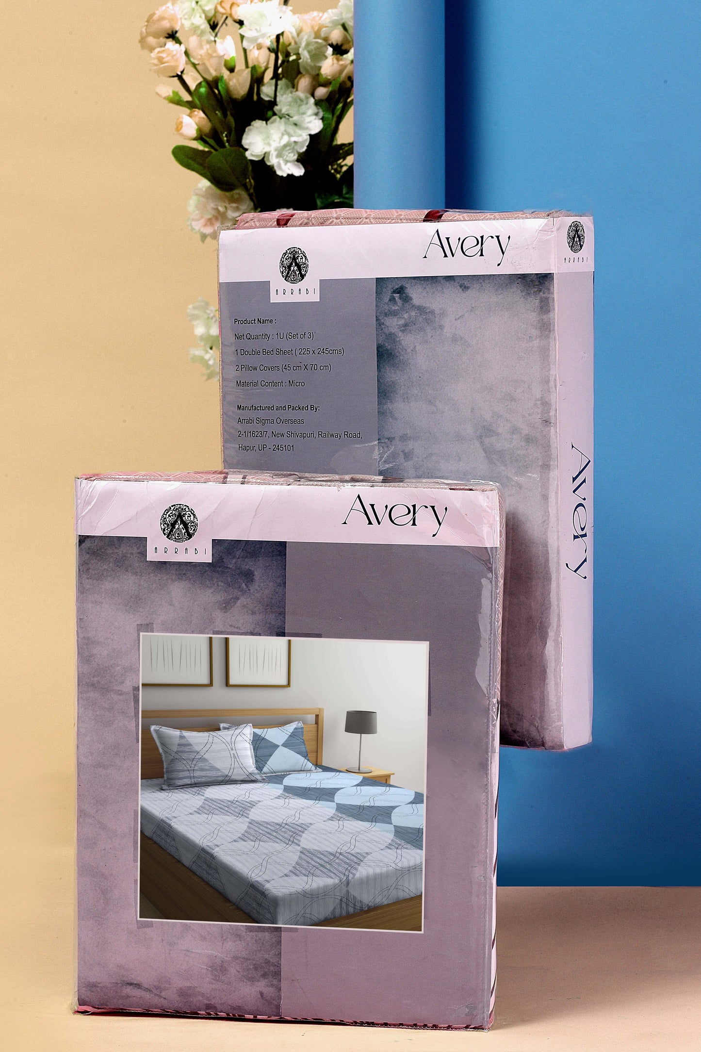 Arrabi Multi Graphic TC Cotton Blend Super King Size Bookfold Bedsheet with 2 Pillow Covers (270 X 260 cm)