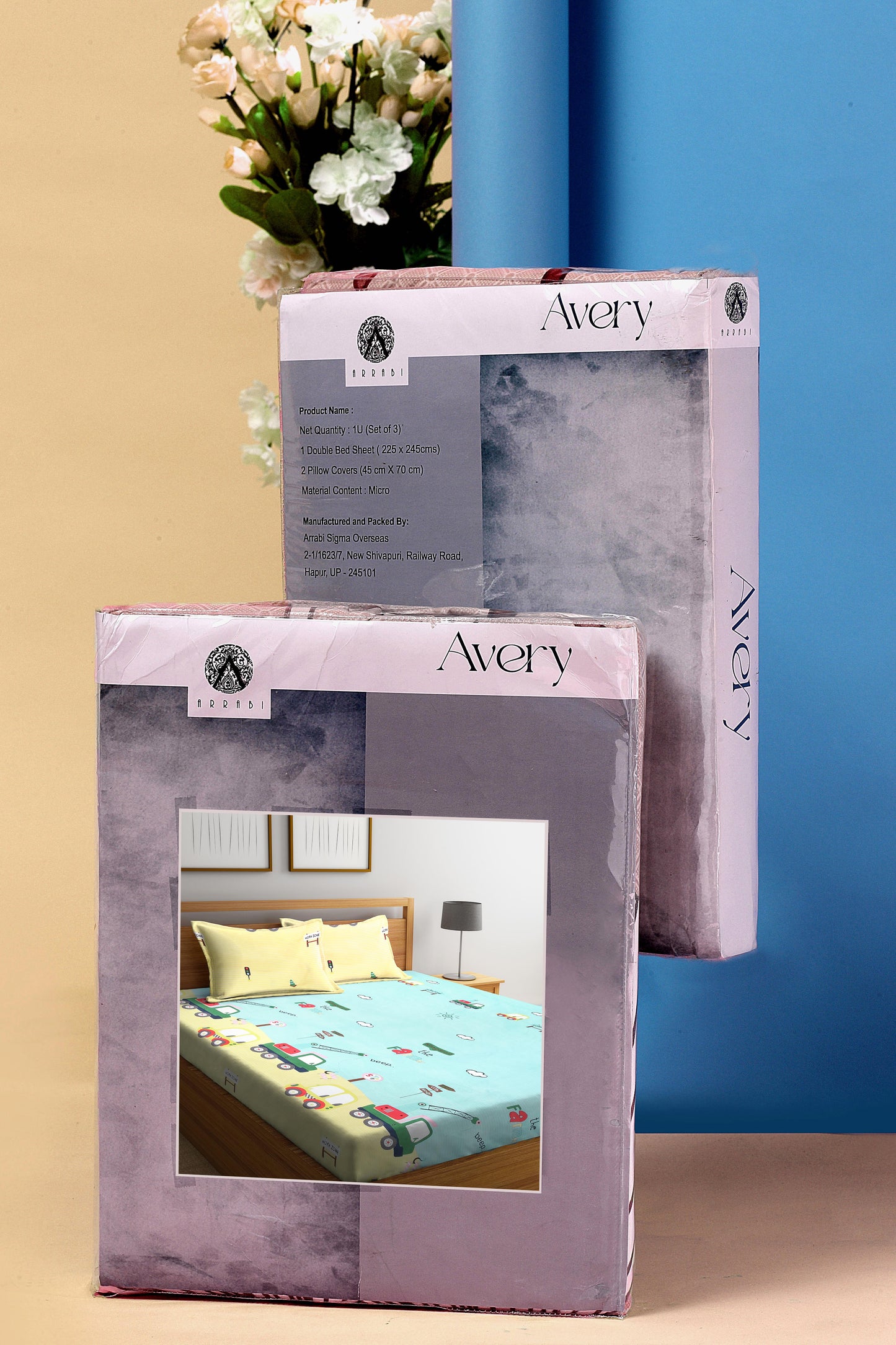 Arrabi Multi Cartoon TC Cotton Blend King Size Bookfold Bedsheet with 2 Pillow Covers (250 X 220 cm)