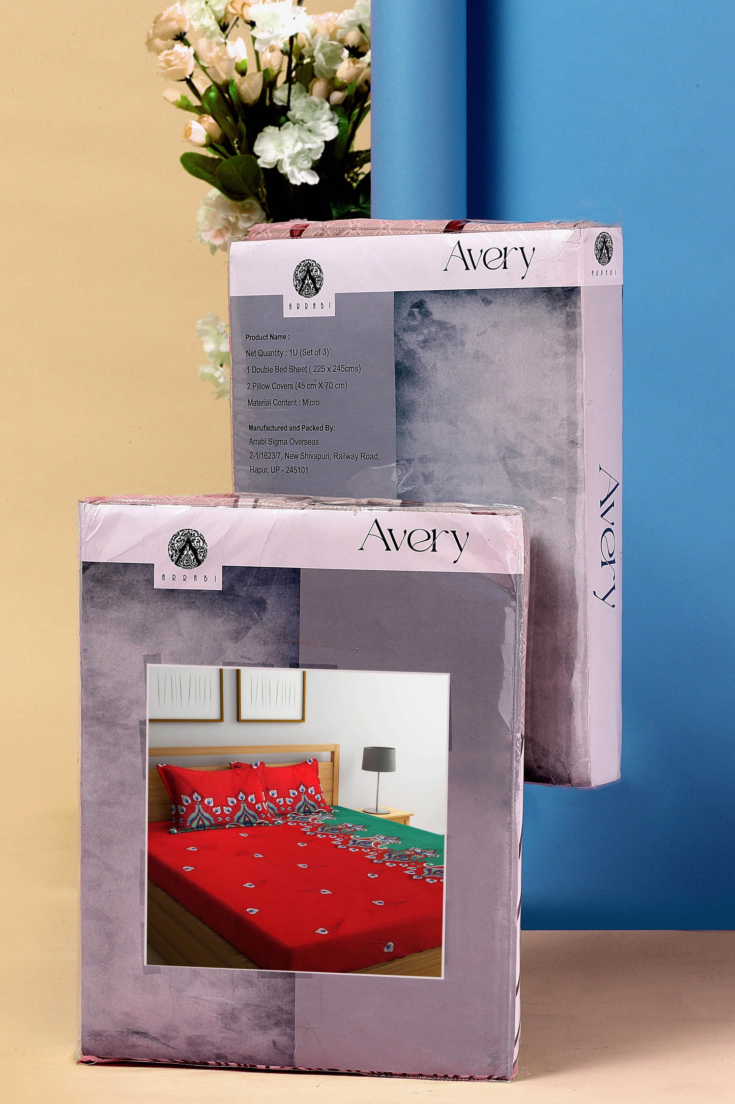 Arrabi Multi Indian TC Cotton Blend King Size Bookfold Bedsheet with 2 Pillow Covers (250 X 220 cm)