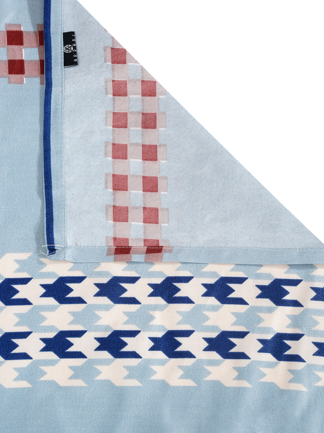 Arrabi Blue Geometric TC Cotton Blend King Size Bedsheet with 2 Pillow Covers (250 x 215 cm)
