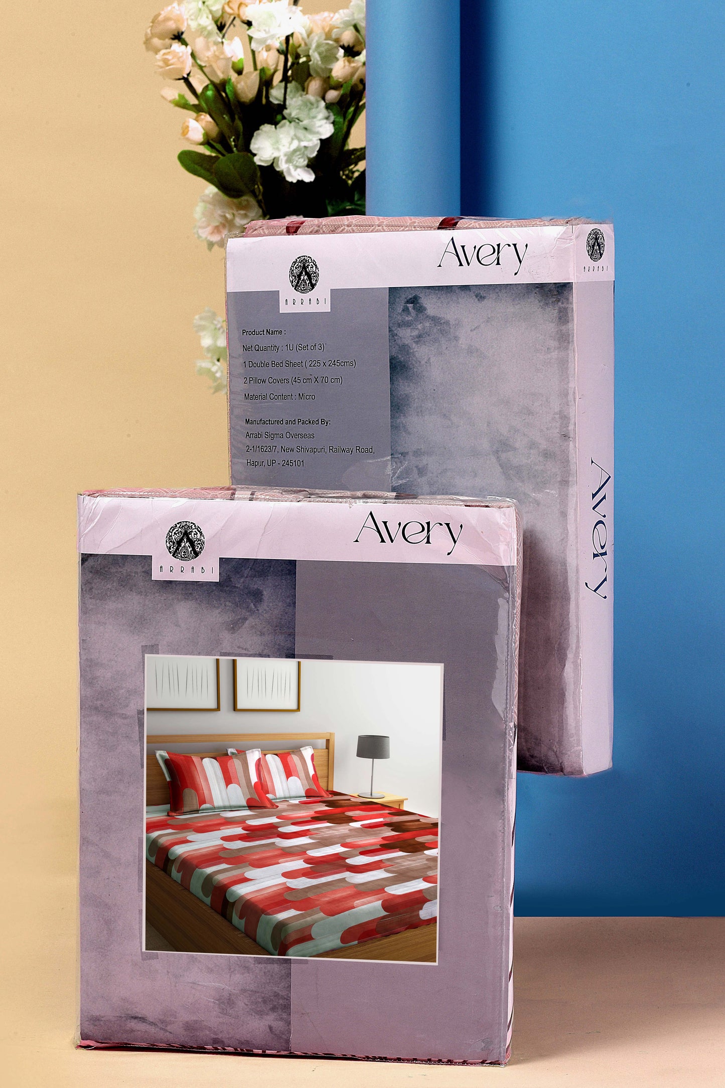 Arrabi Multi Graphic TC Cotton Blend King Size Bookfold Bedsheet with 2 Pillow Covers (250 X 220 cm)
