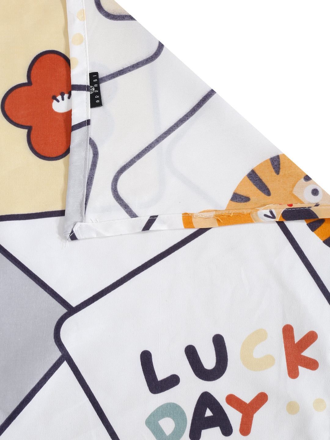 Arrabi White Cartoon TC Cotton Blend King Size Bedsheet with 2 Pillow Covers (250 x 215 cm)