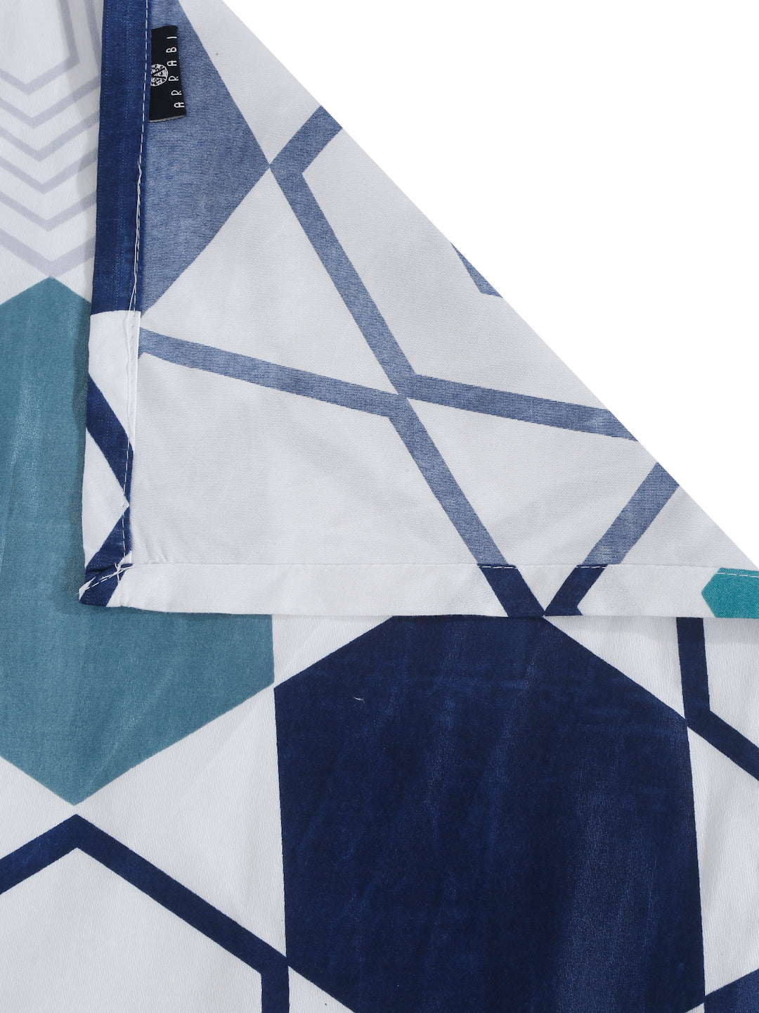 Arrabi White Geometric TC Cotton Blend King Size Bedsheet with 2 Pillow Covers (250 x 215 cm)