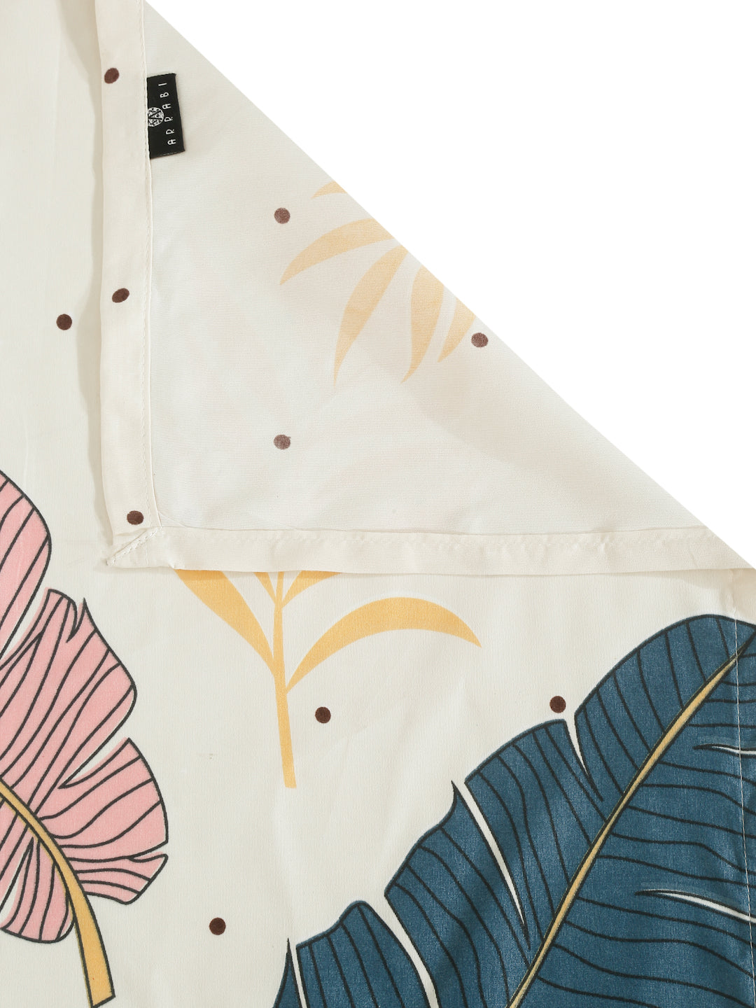 Arrabi Cream Leaf TC Cotton Blend King Size Bedsheet with 2 Pillow Covers (250 x 215 cm)