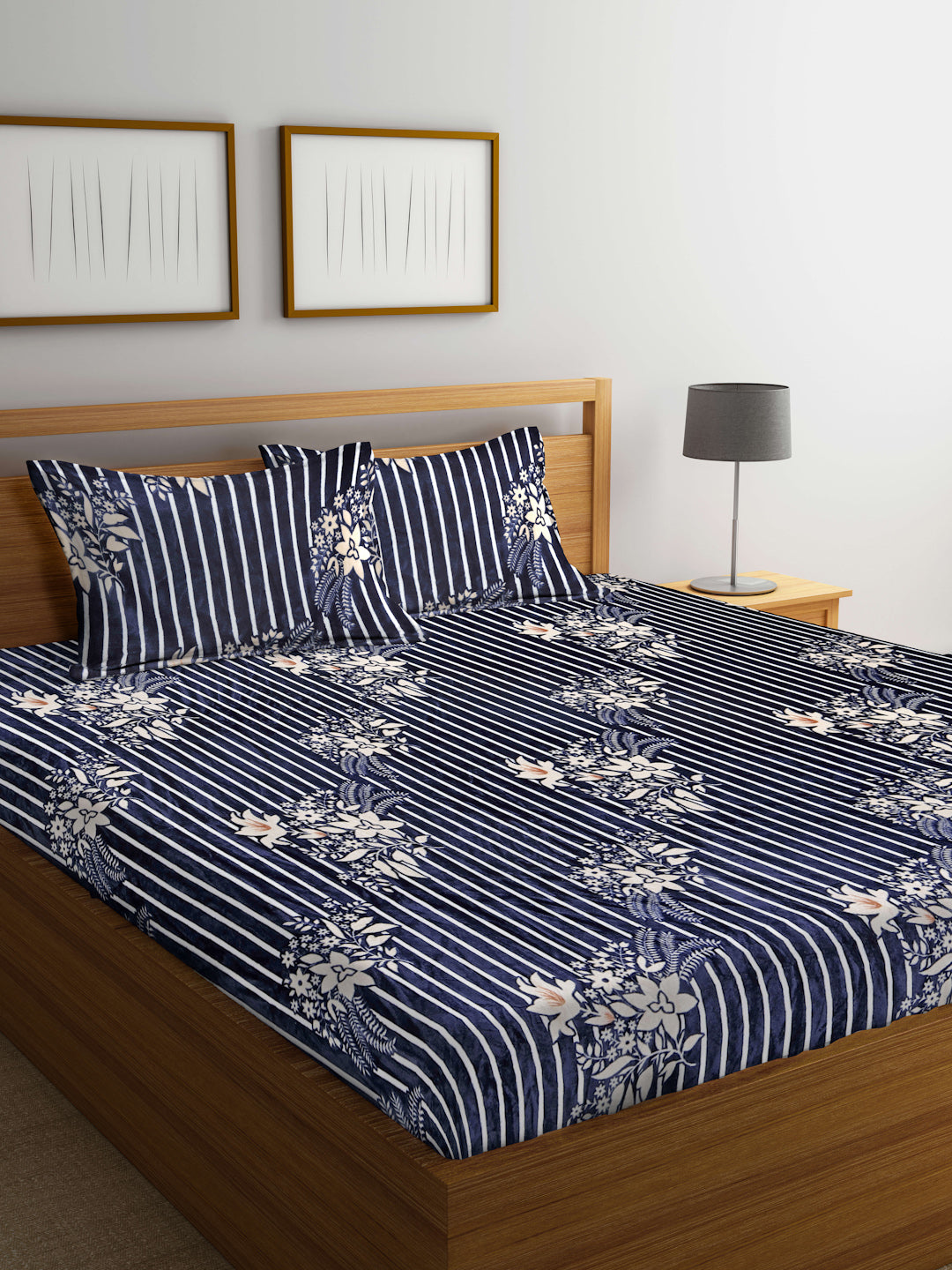 ARRABI® King Size Winter Woolen Bedsheet with 2 Pillow Covers (235 X 215 cm)