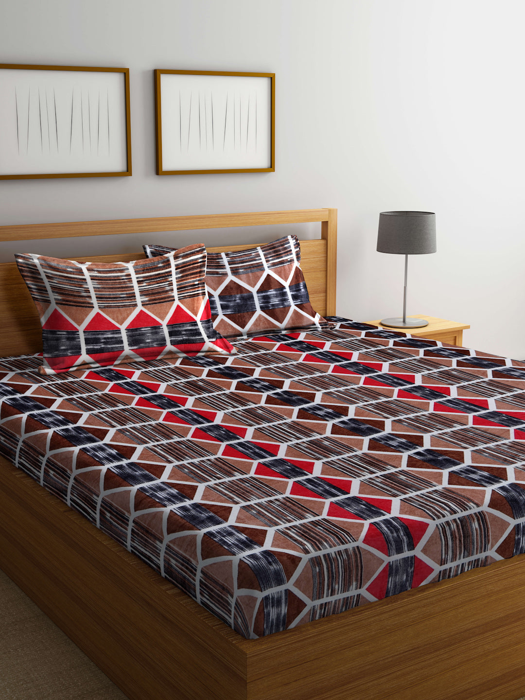 ARRABI® King Size Winter Woolen Bedsheet with 2 Pillow Covers (235 X 215 cm)