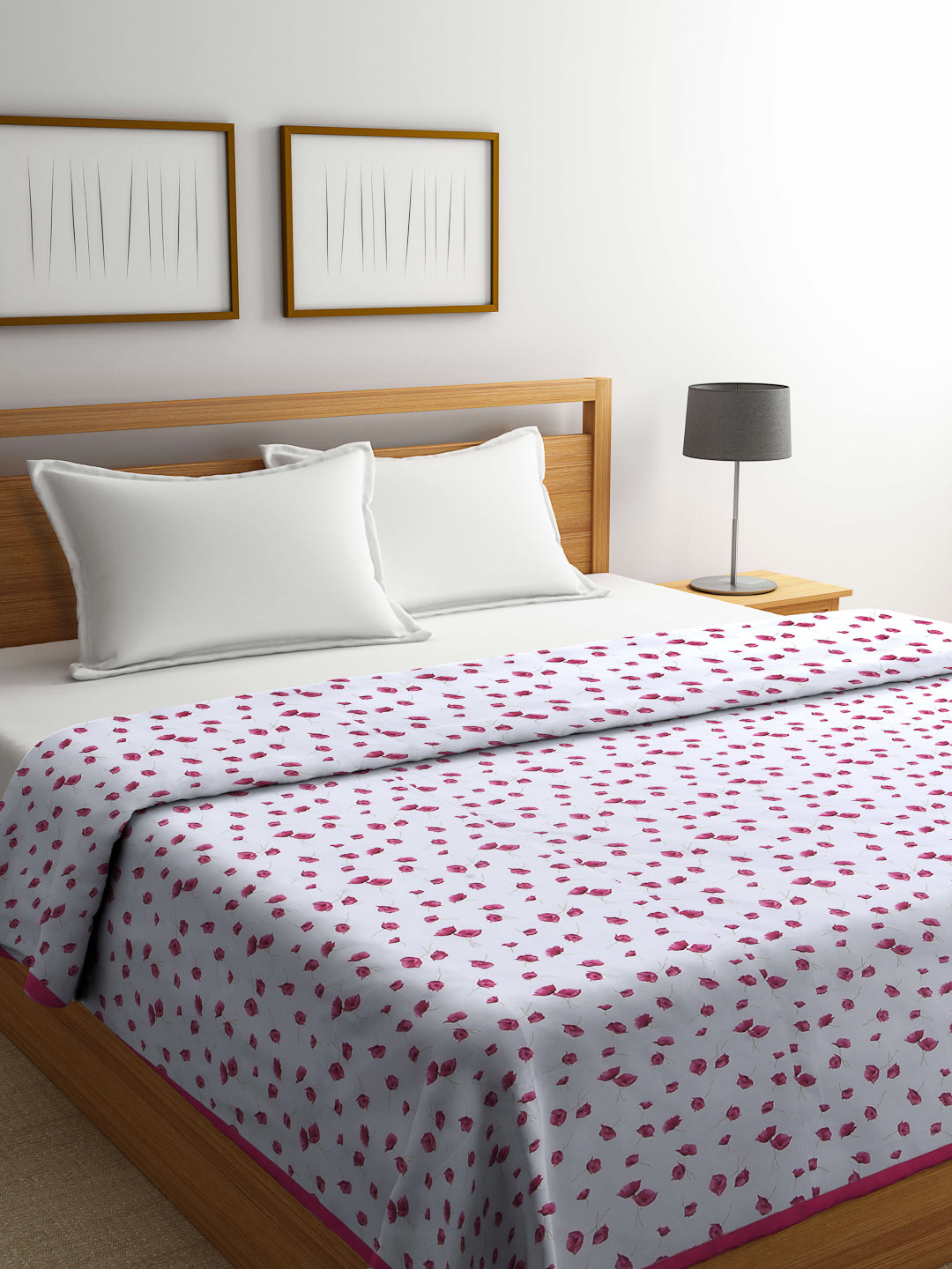 Arrabi Pink Floral TC Cotton Blend 300 GSM King Size Double Dohar (240 x 210 cm)