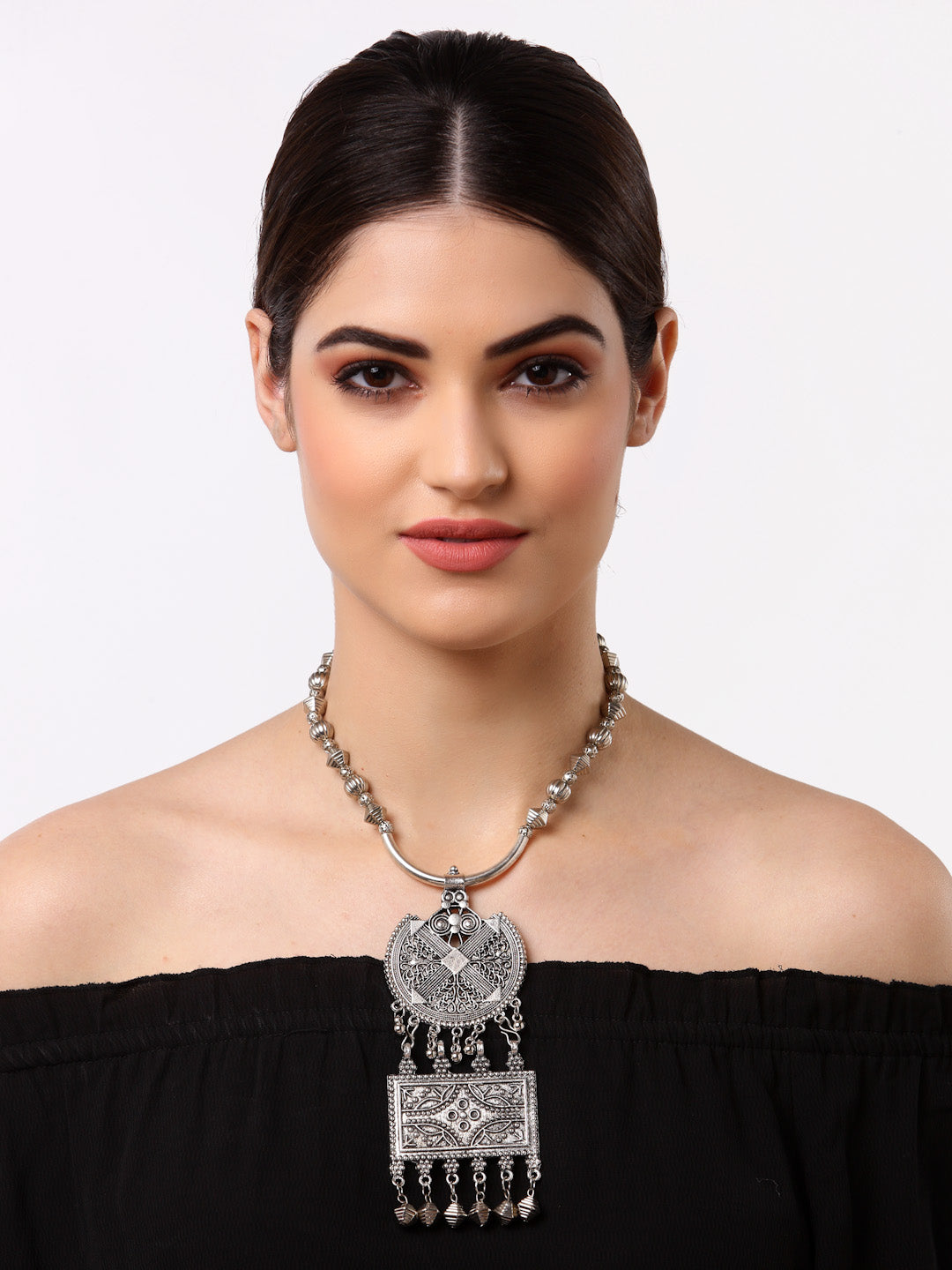 Arrabi Metallic Oxidised Necklace (30 cm)