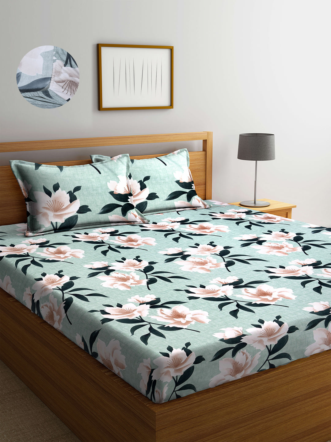 ARRABI® King Size Elastic Fitted Bedsheet with Two Pillow Covers (250 x 225 cm) (Luxury Collection)