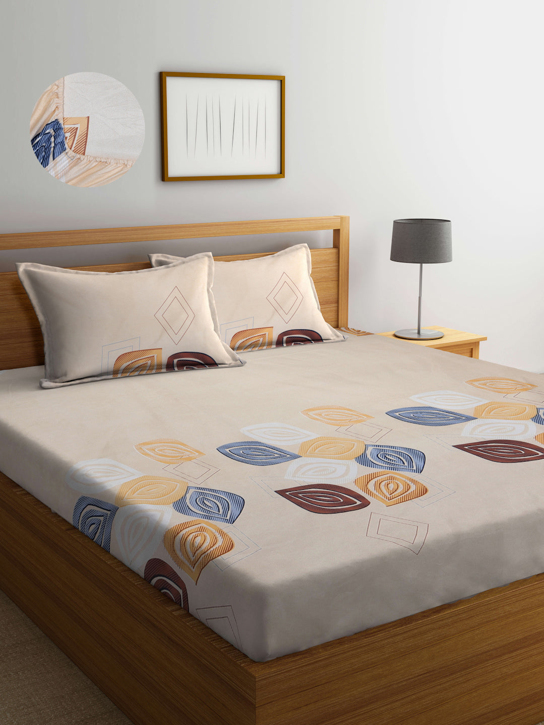 ARRABI® King Size Elastic Fitted Bedsheet with Two Pillow Covers (250 X 215 Cm)