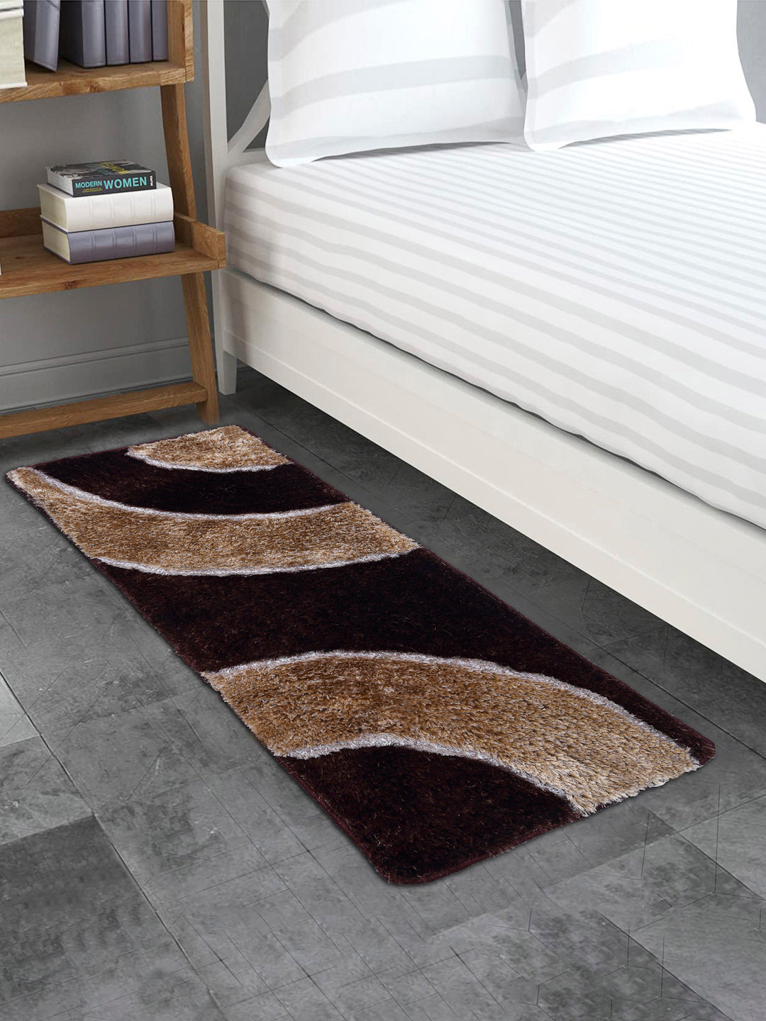Arrabi Brown Solid Polyester Full Size Bed Runner (137 X 55 cm)