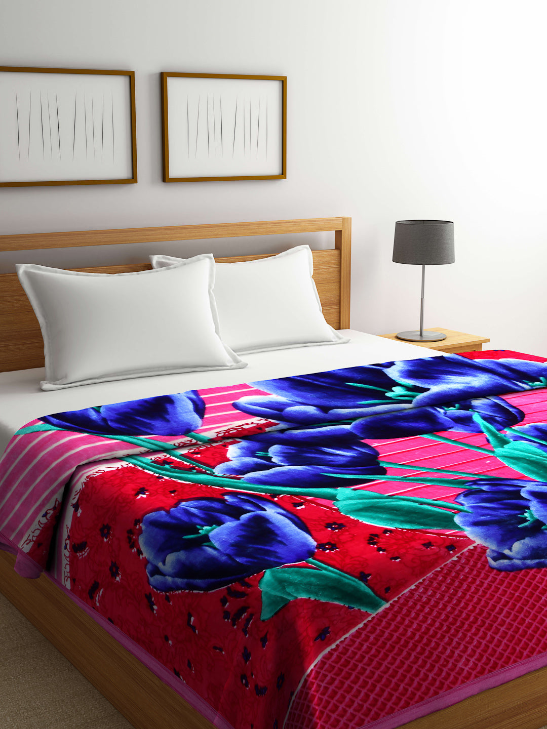 Arrabi Multi Floral Polyester 950 GSM King Size Double Bed Blanket (225 x 210 cm )