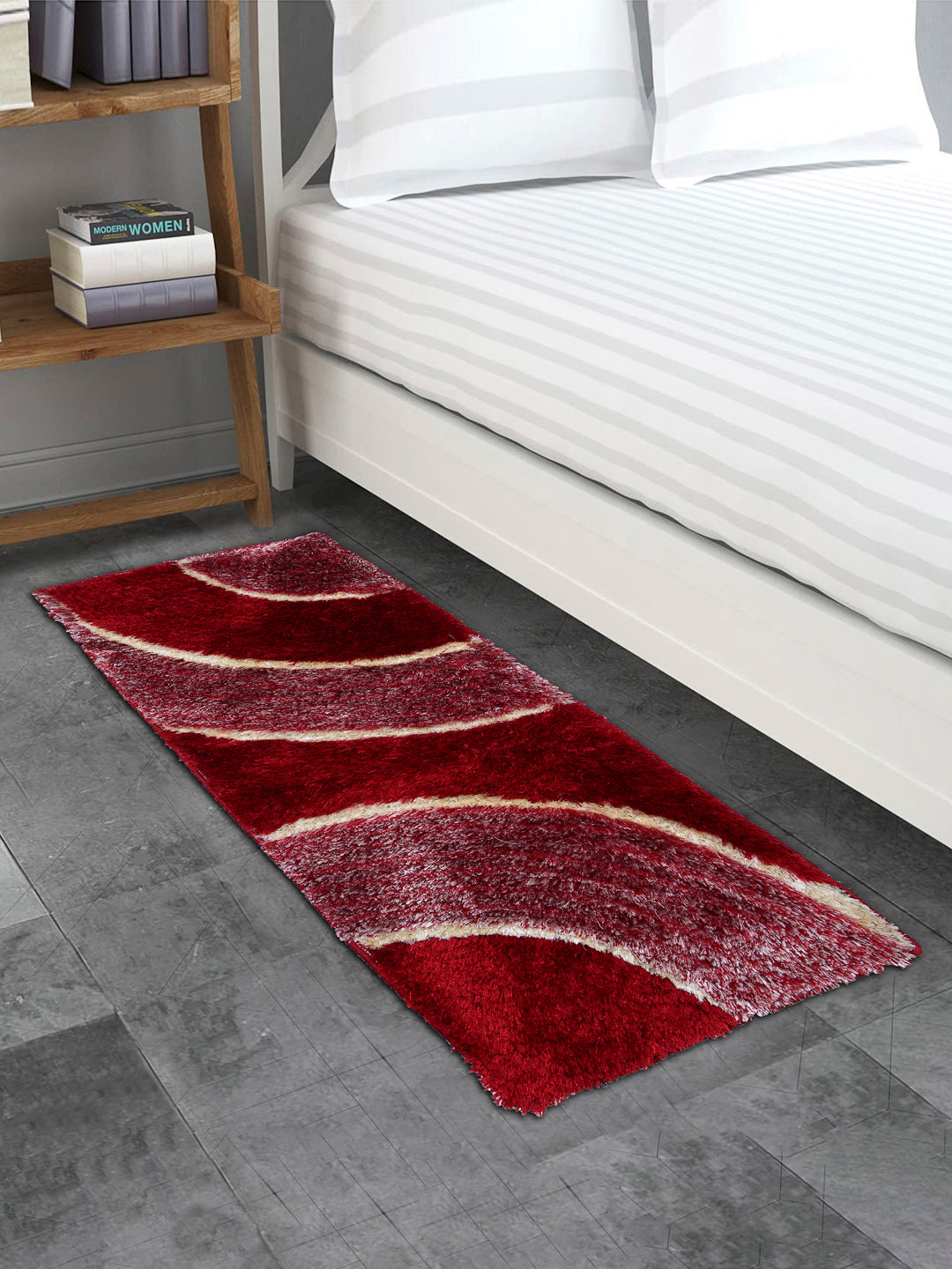 Arrabi Red Solid Polyester Full Size Bed Runner (137 X 55 cm)