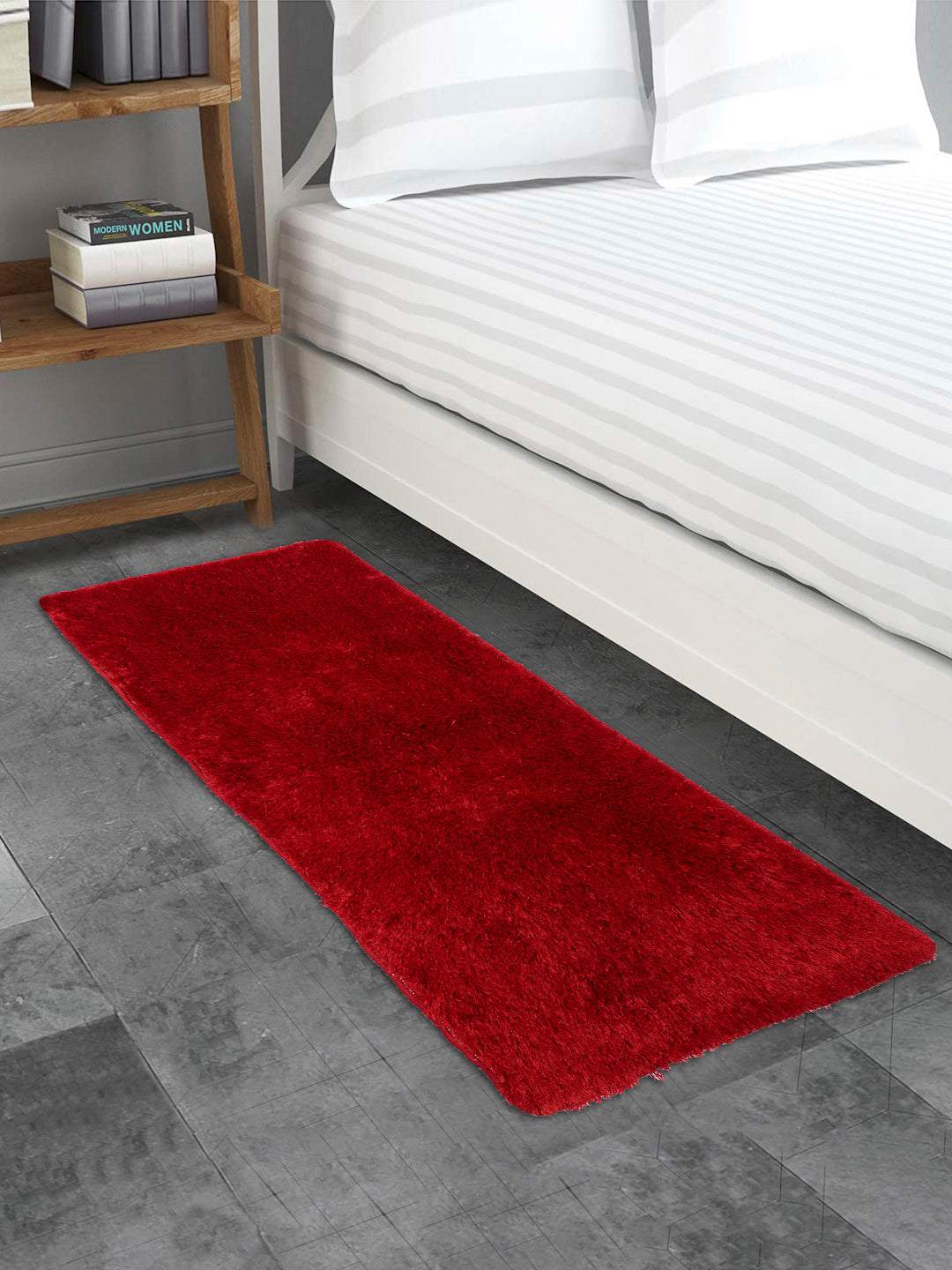 Arrabi Red Solid Polyester Full Size Bed Runner (137 X 55 cm)