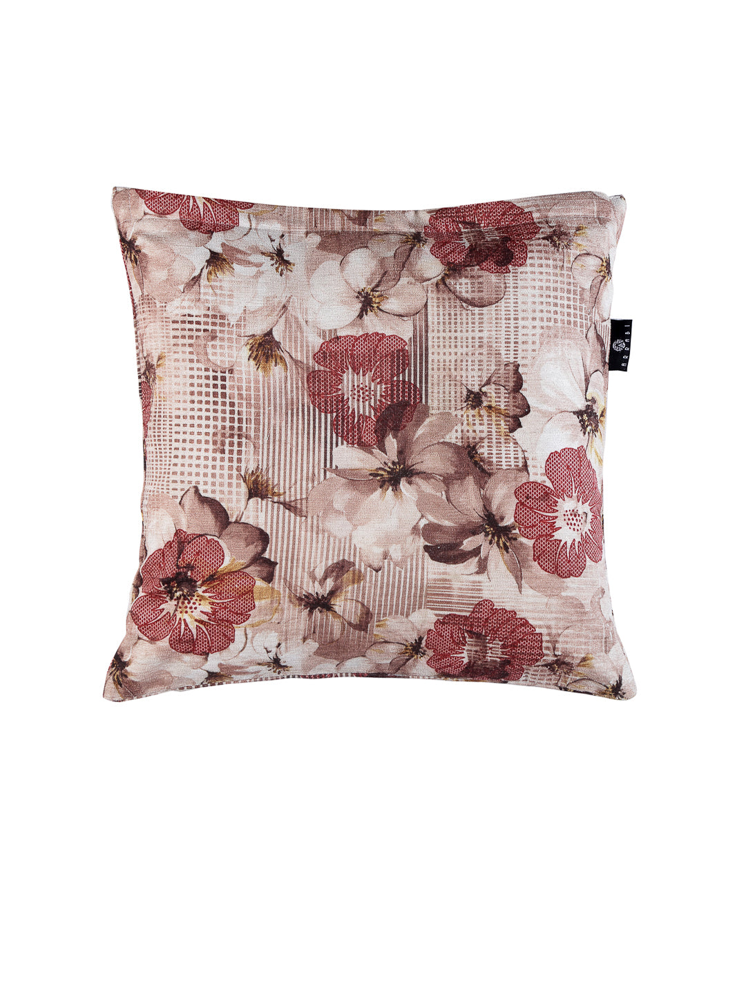 Arrabi Brown Floral TC Cotton Blend Cushion Covers (Pack of 5) (40 x 40 cm)