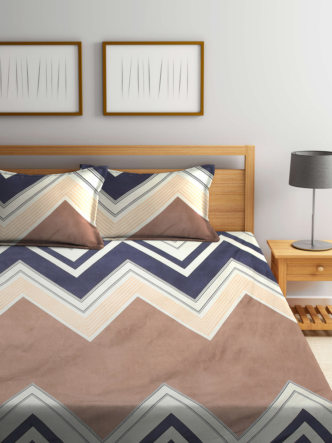 ARRABI® King Size Bedsheet with Two Pillow Covers (250 x 215 cm)