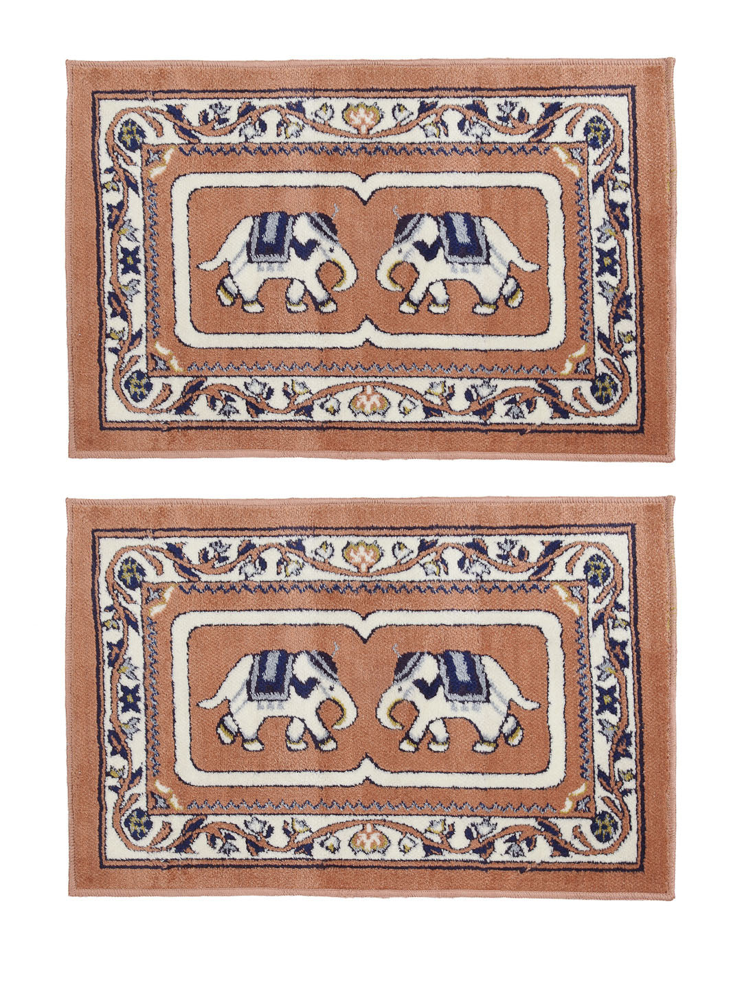 Arrabi Brown Indian Synthetic Full Size Floor Mat (60 X 40 cm) (Pack of 2)