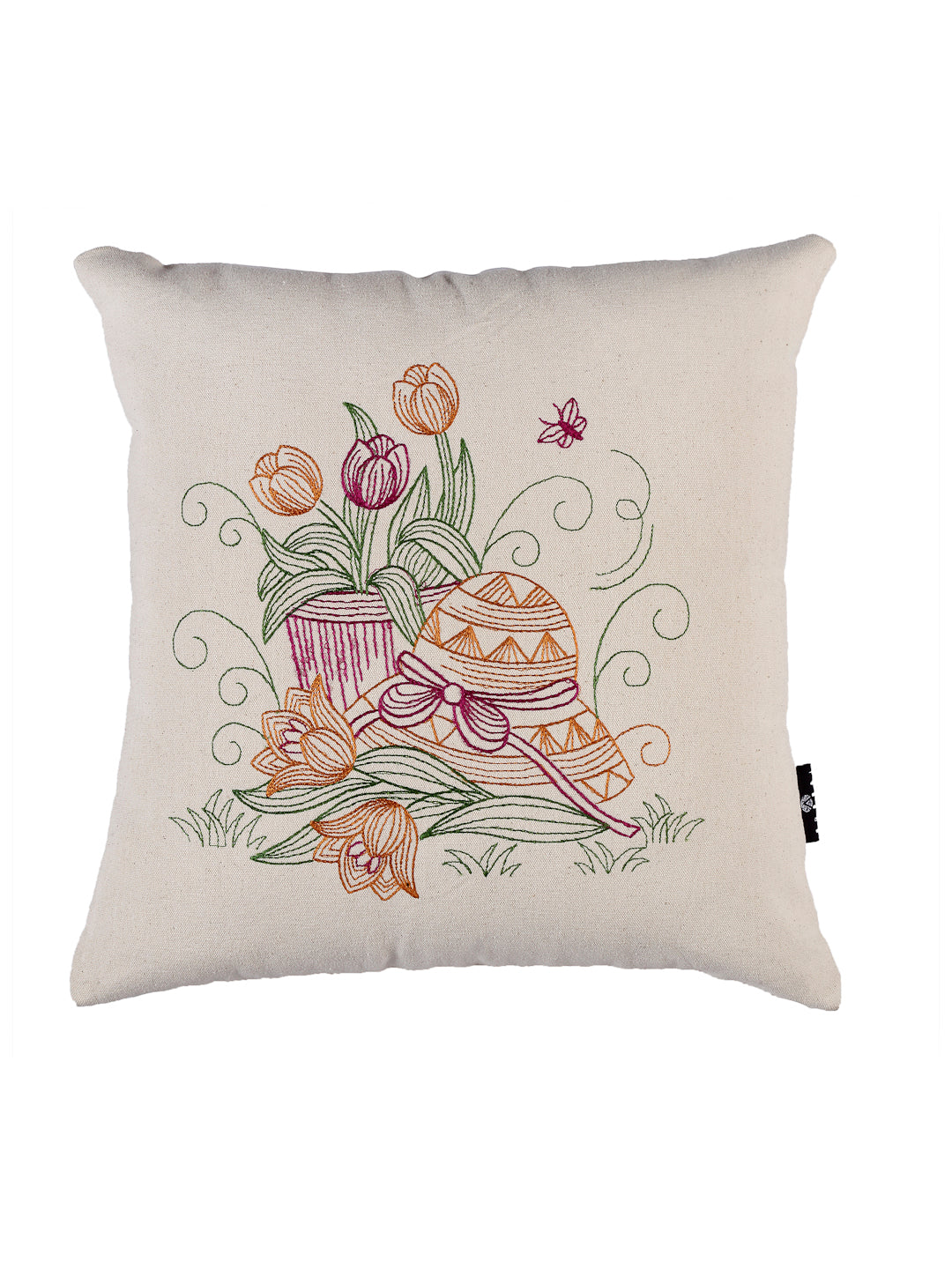 Arrabi Multi Floral Handwoven Cotton Cushion Covers (Pack of 5) (40 x 40 cm)