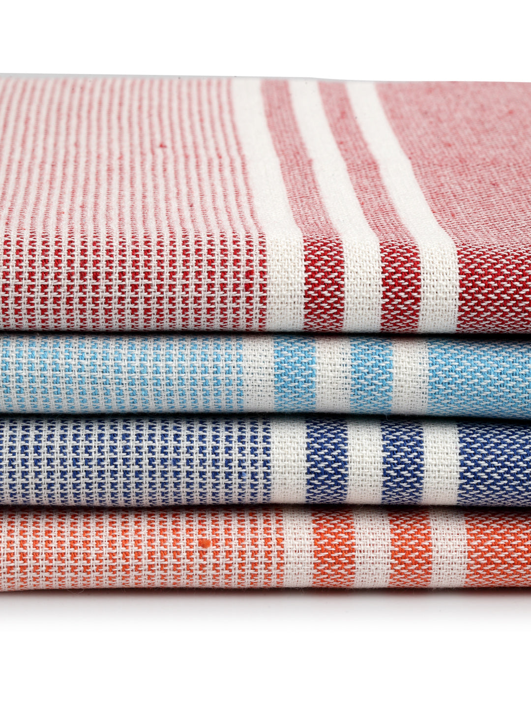 Arrabi Multi Stripes Handwoven Cotton Bath Towel (Set of 4) (150 x 75 cm)