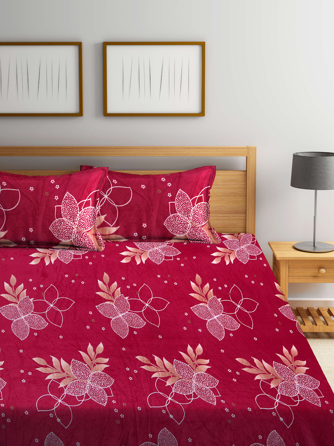ARRABI® King Size Winter Woolen Bedsheet with 2 Pillow Covers (235 X 215 cm)