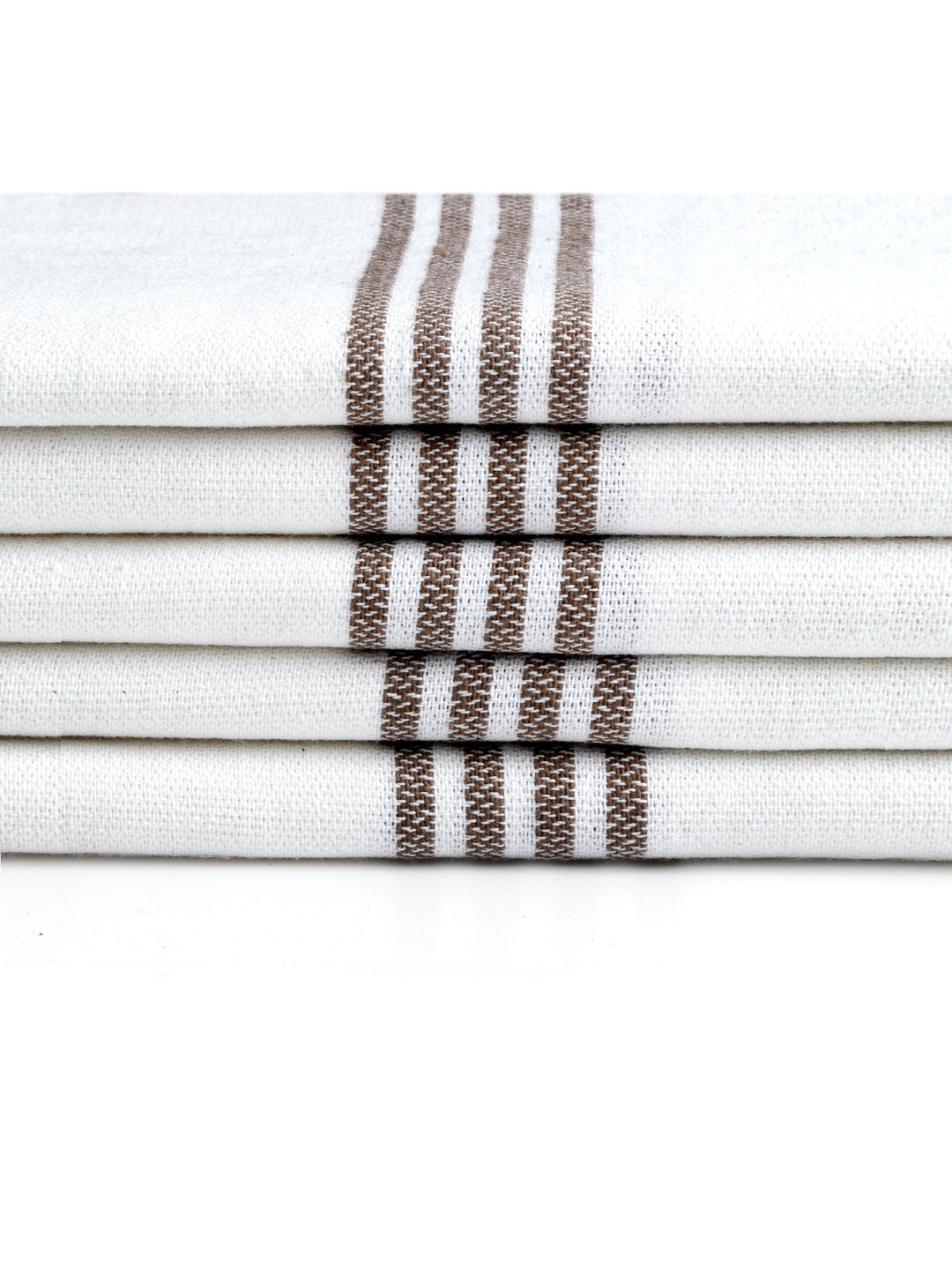 Arrabi Brown Solid Handwoven Cotton Hand Towel (Set of 5) (90 X 35 cm)