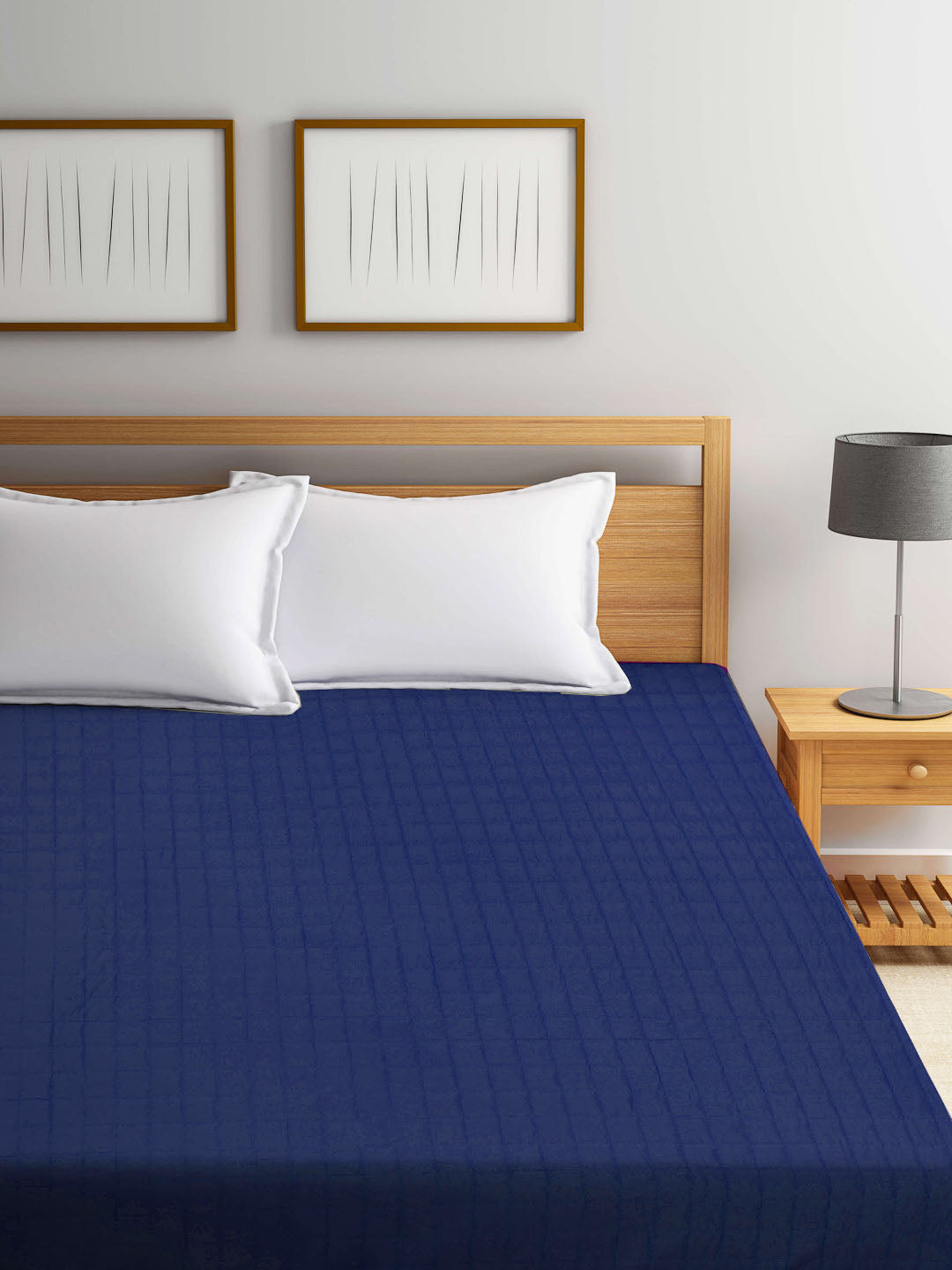 Arrabi Blue Solid TC Cotton Blend 210 GSM Double Bed Size Mattress Protector (250 X 230 cm)